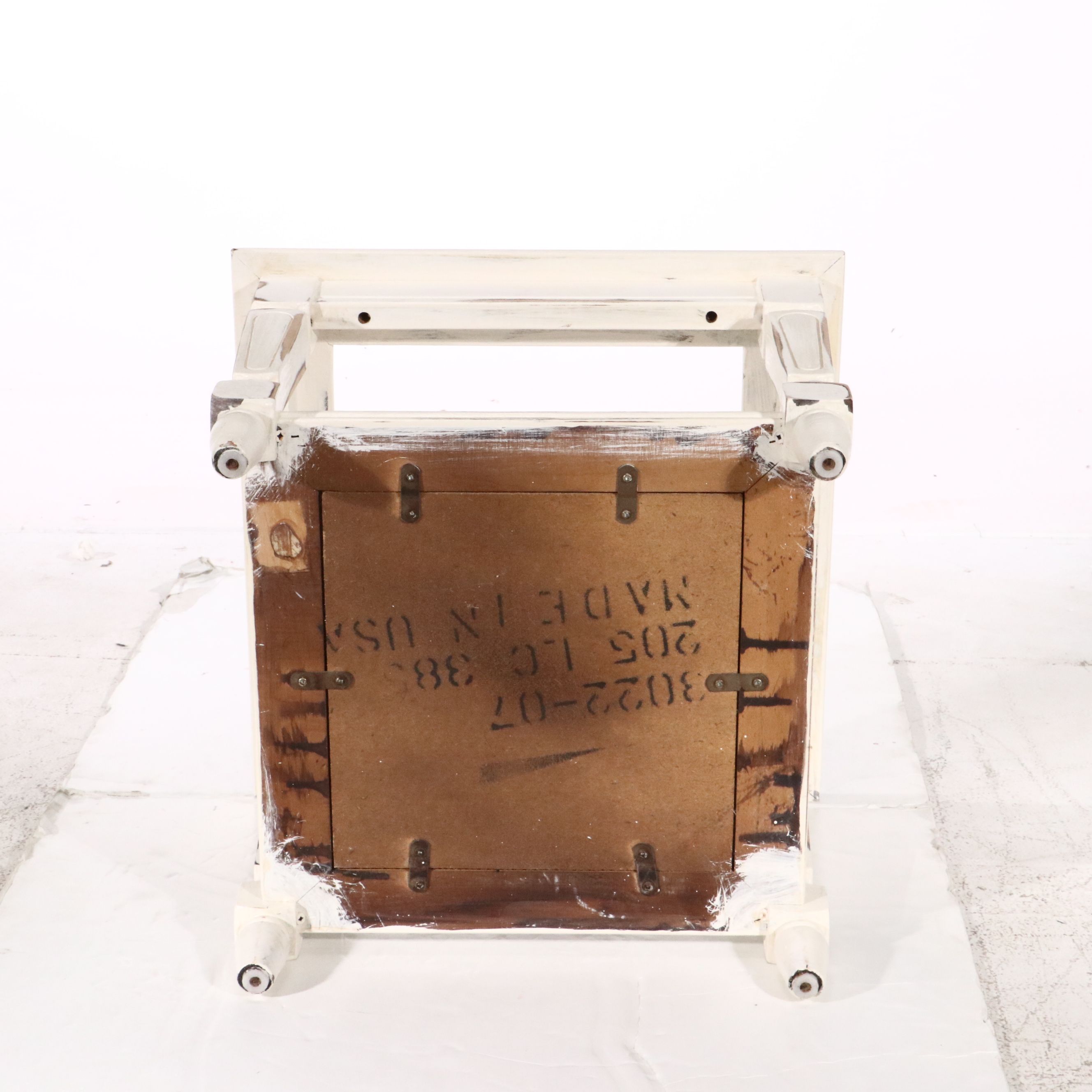 Pair of  Glass-Top Painted Wood Side Tables