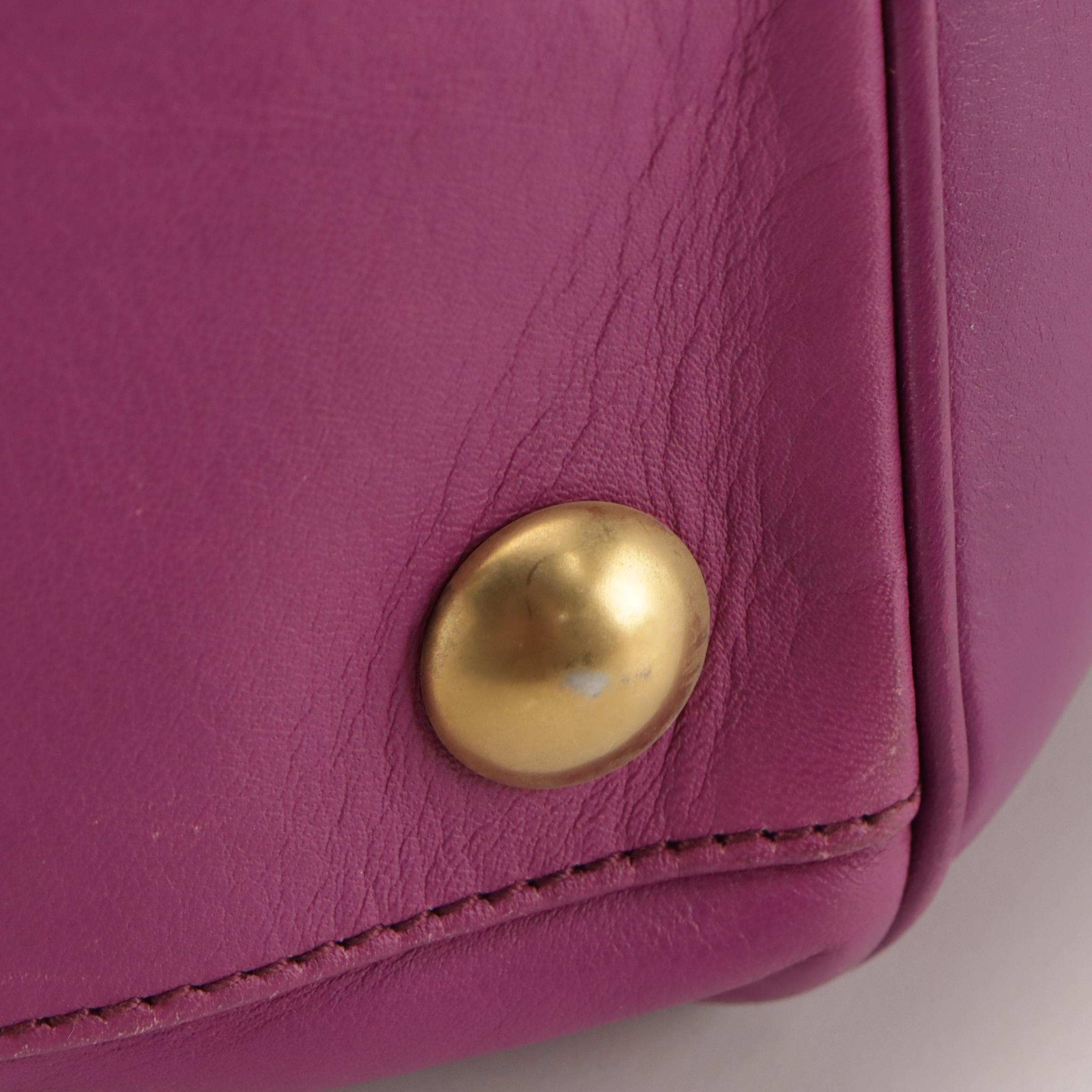 Salvatore Ferragamo Gancini Flap Pocket Shoulder Bag in Magenta Calfskin Leather