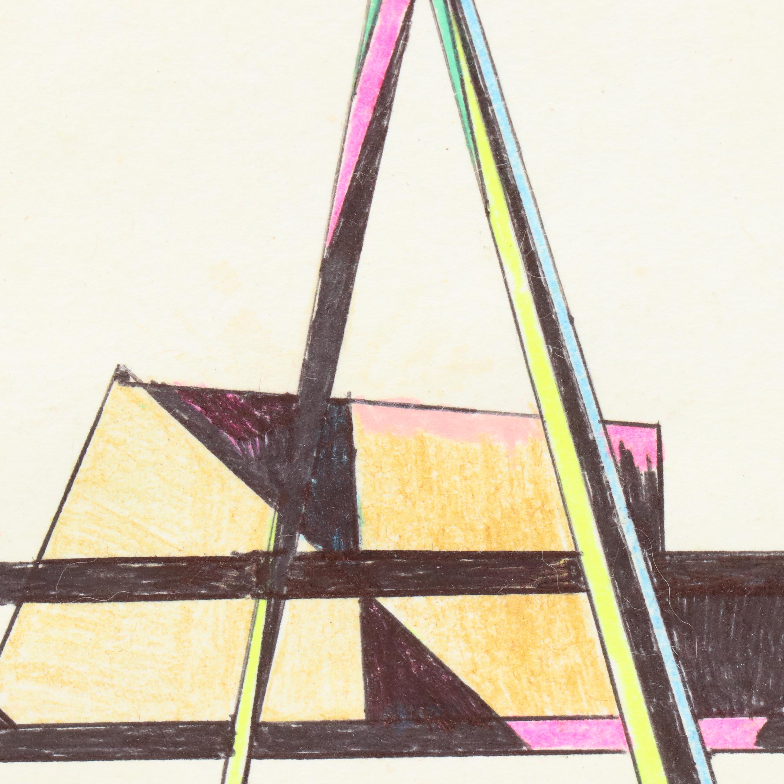 Geometric Mixed Media Drawing "American Candle," 2006 and More