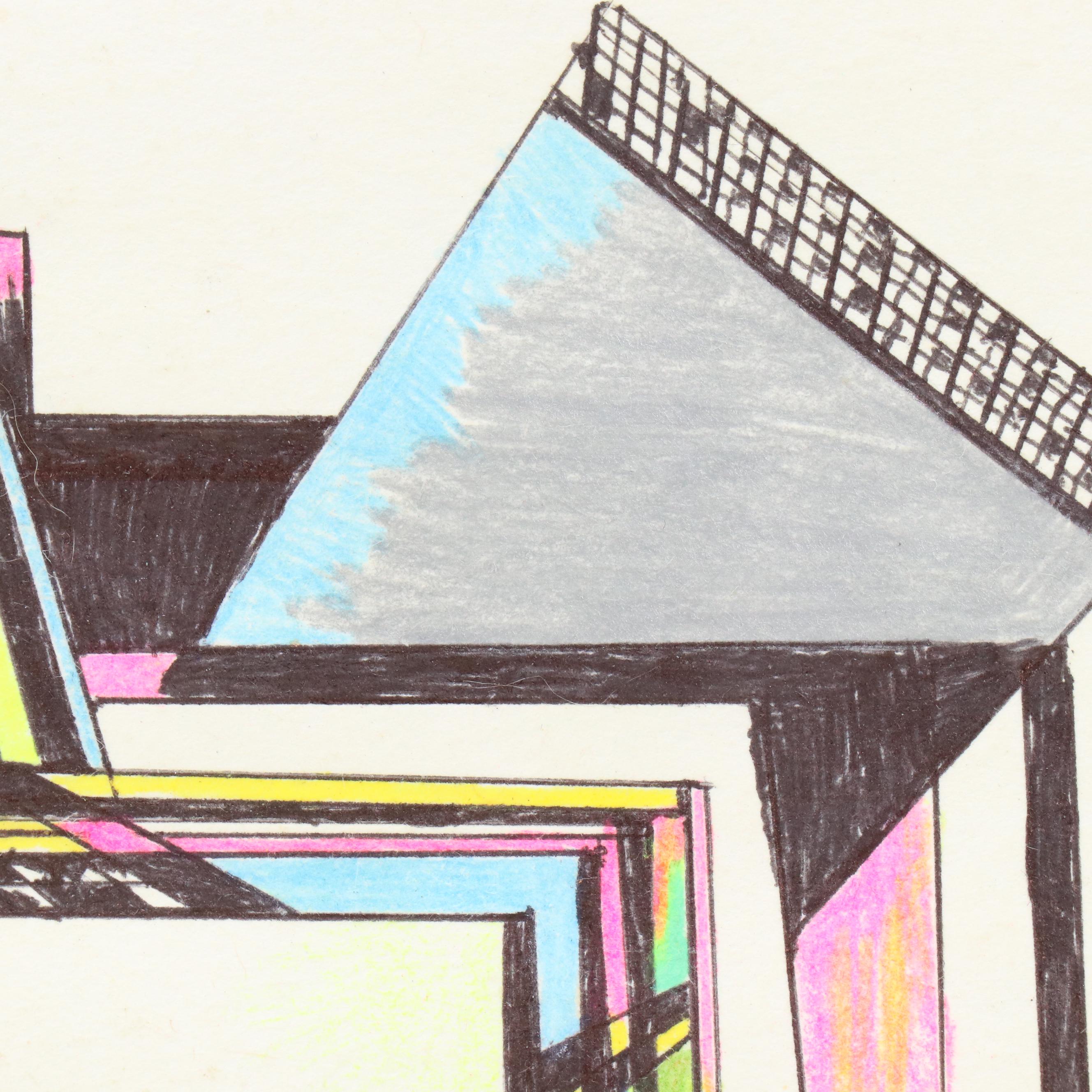 Geometric Mixed Media Drawing "American Candle," 2006 and More