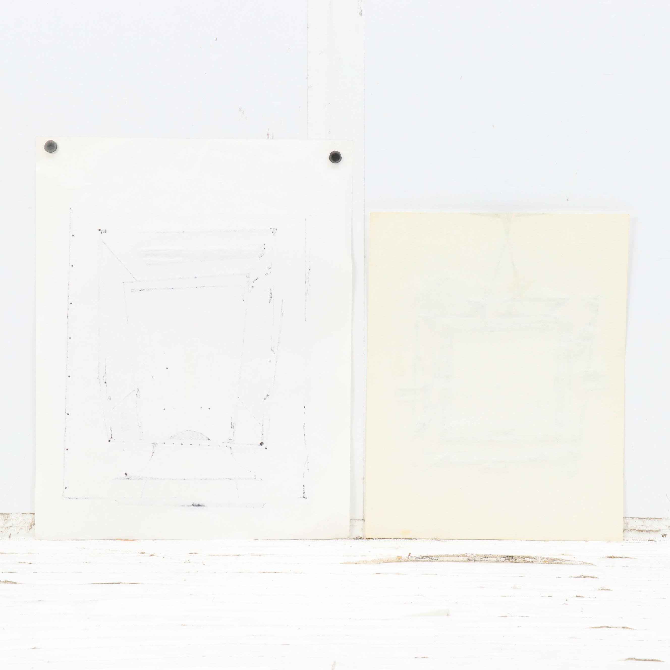 Geometric Mixed Media Drawing "American Candle," 2006 and More