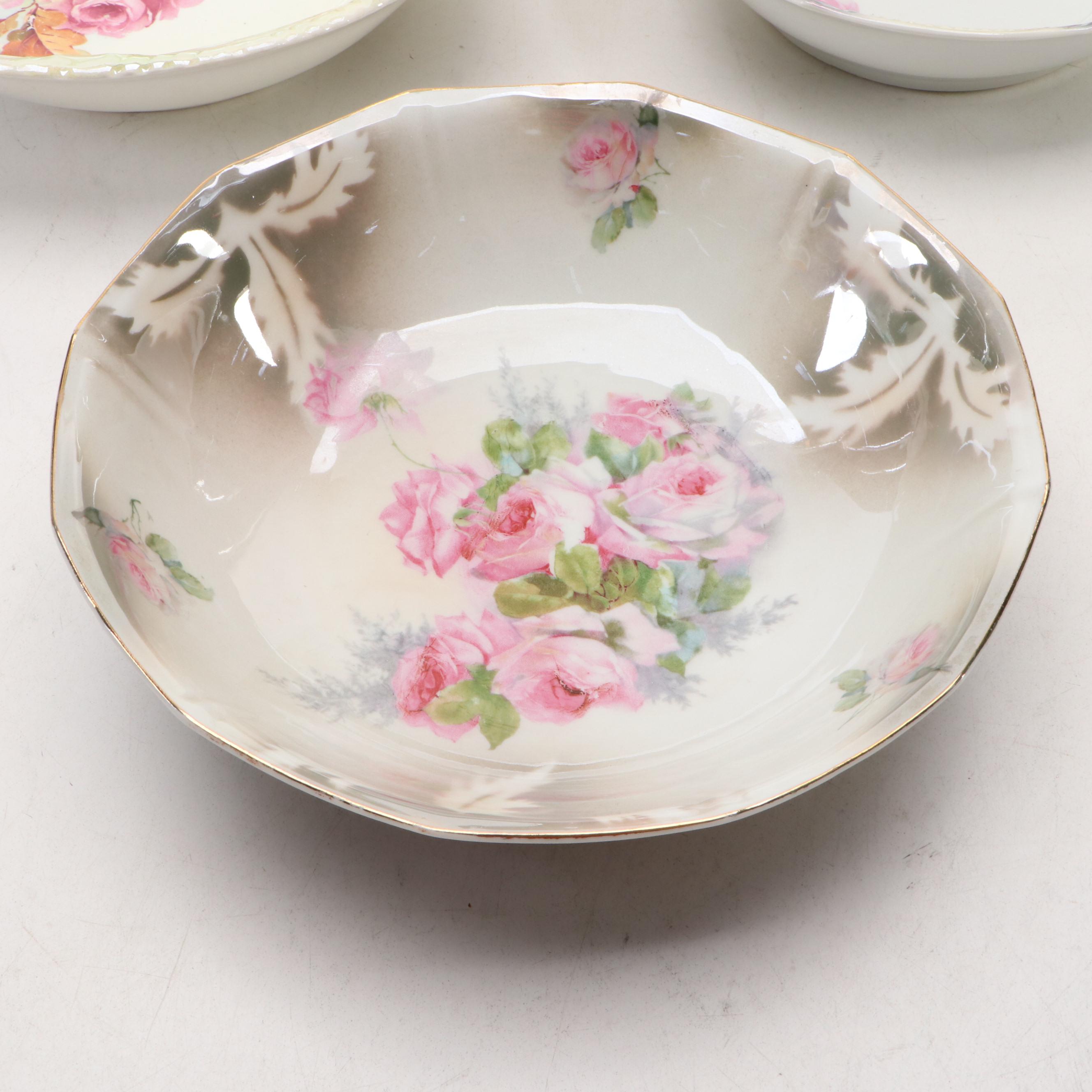 Steubenville, German and Other Porcelain Floral Bowl