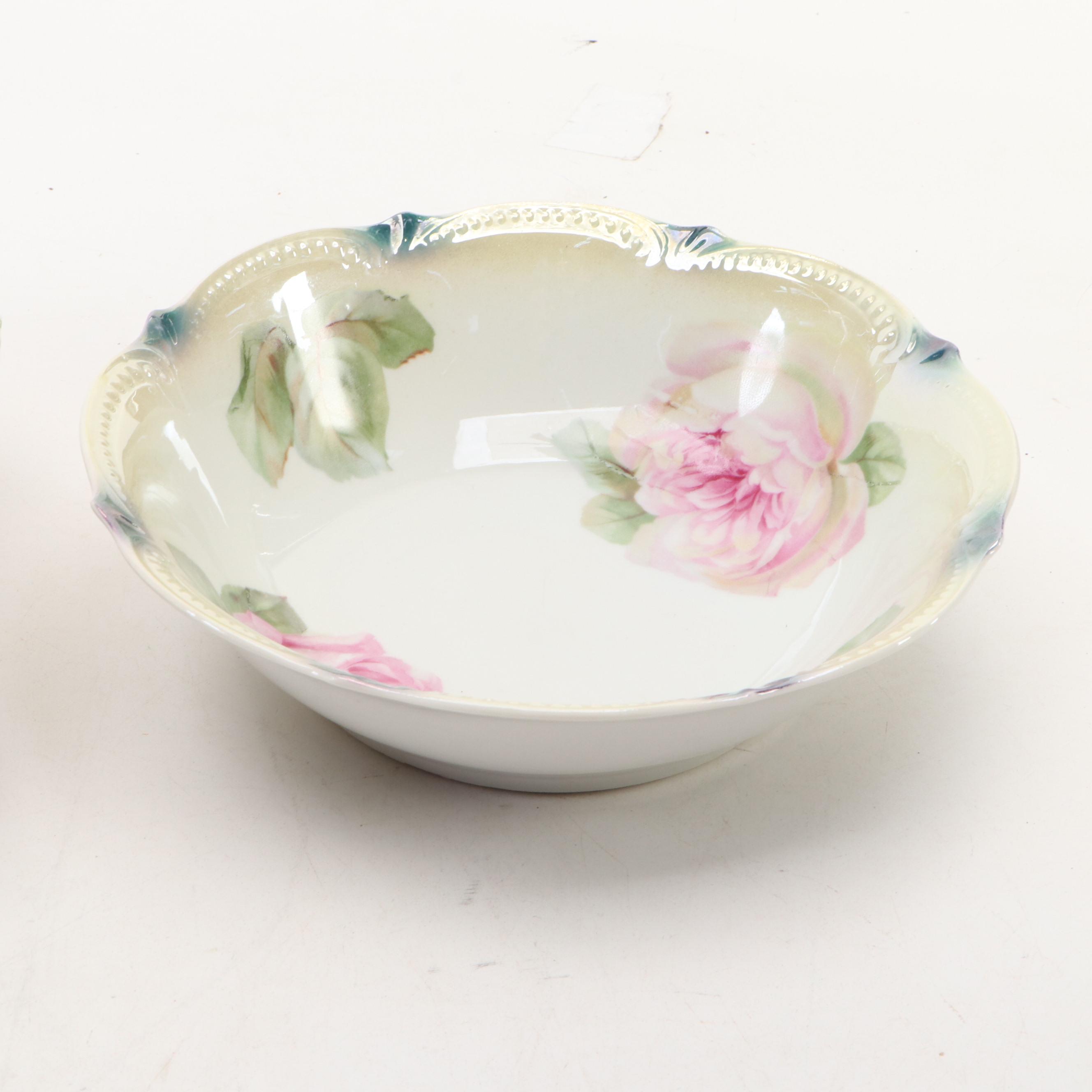 Steubenville, German and Other Porcelain Floral Bowl