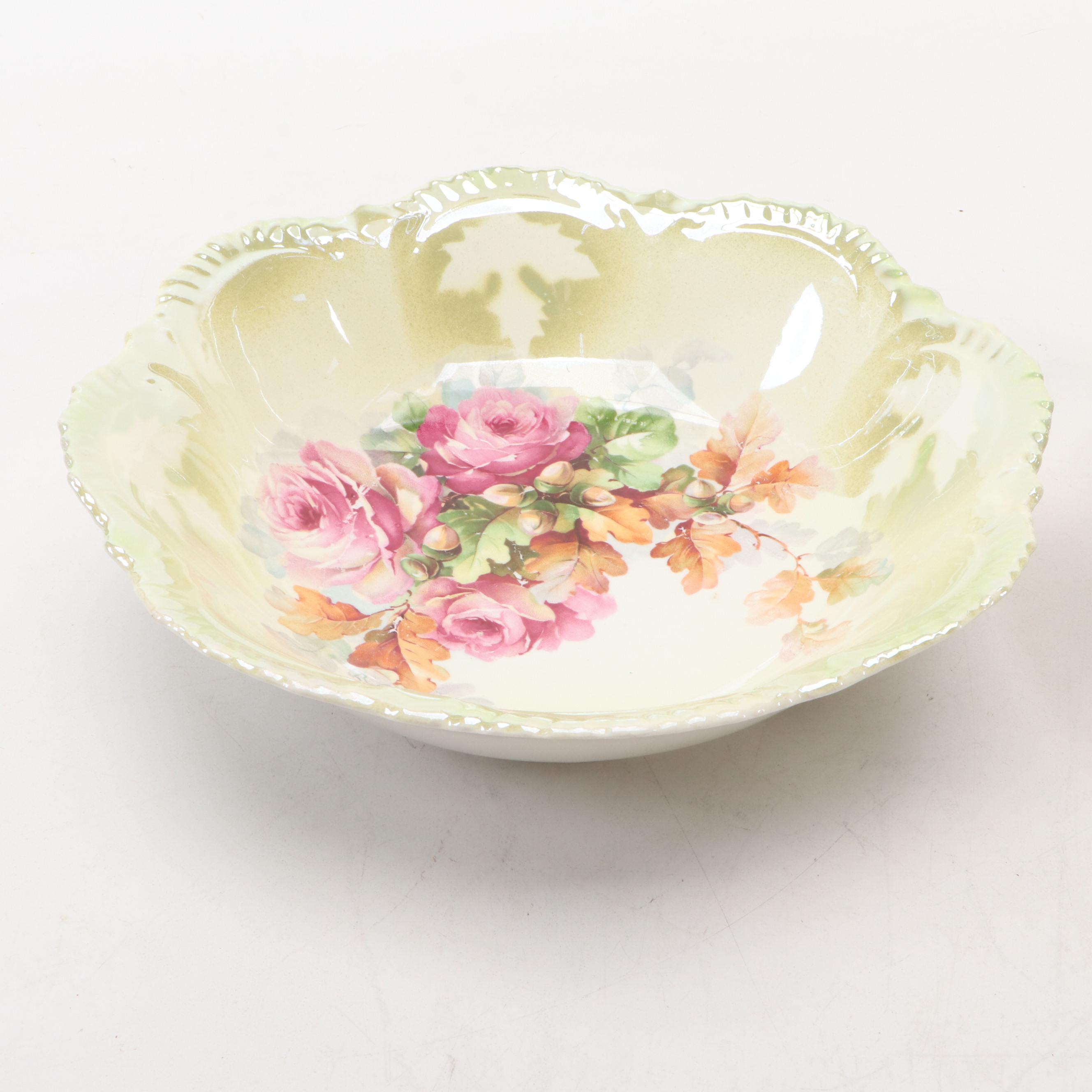 Steubenville, German and Other Porcelain Floral Bowl