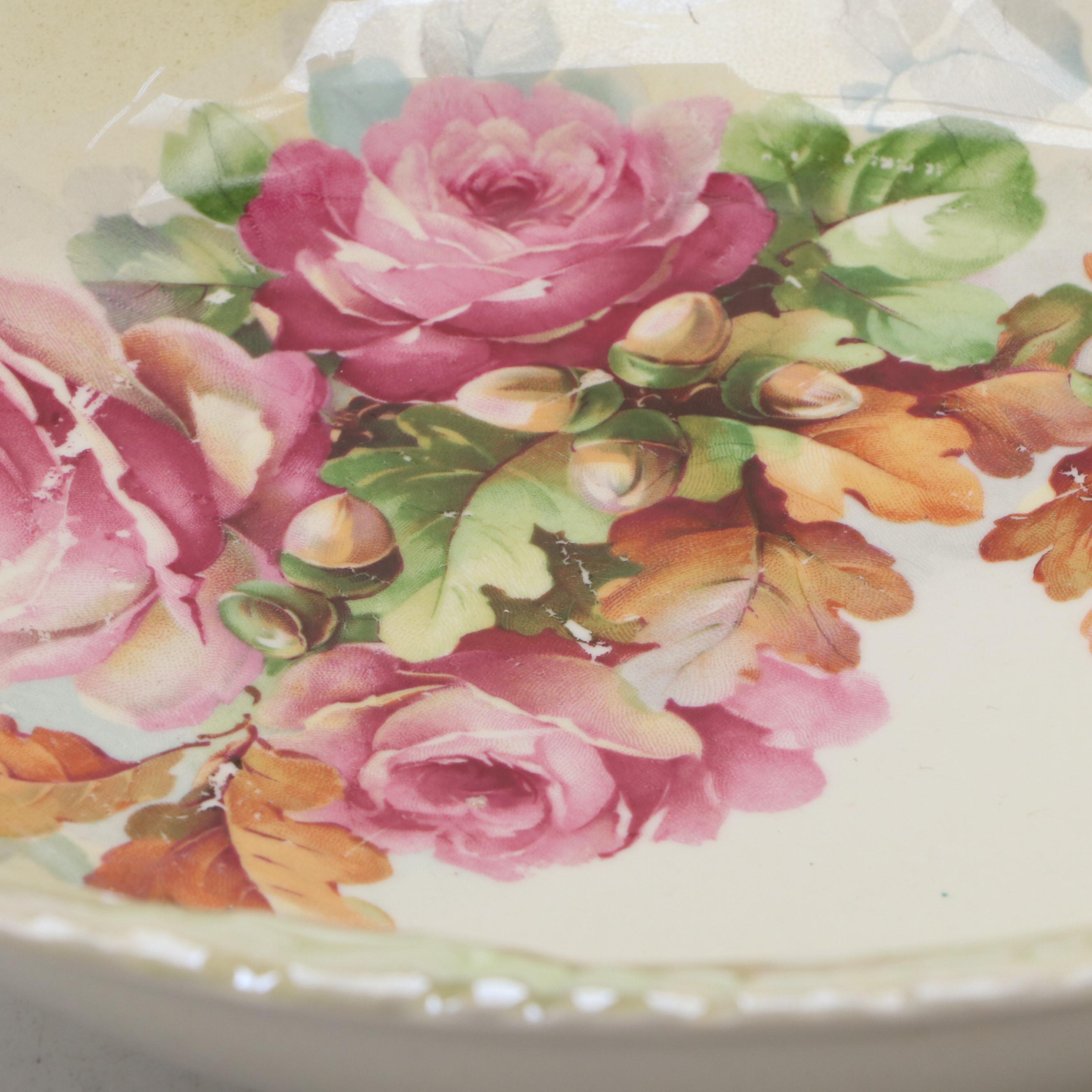 Steubenville, German and Other Porcelain Floral Bowl