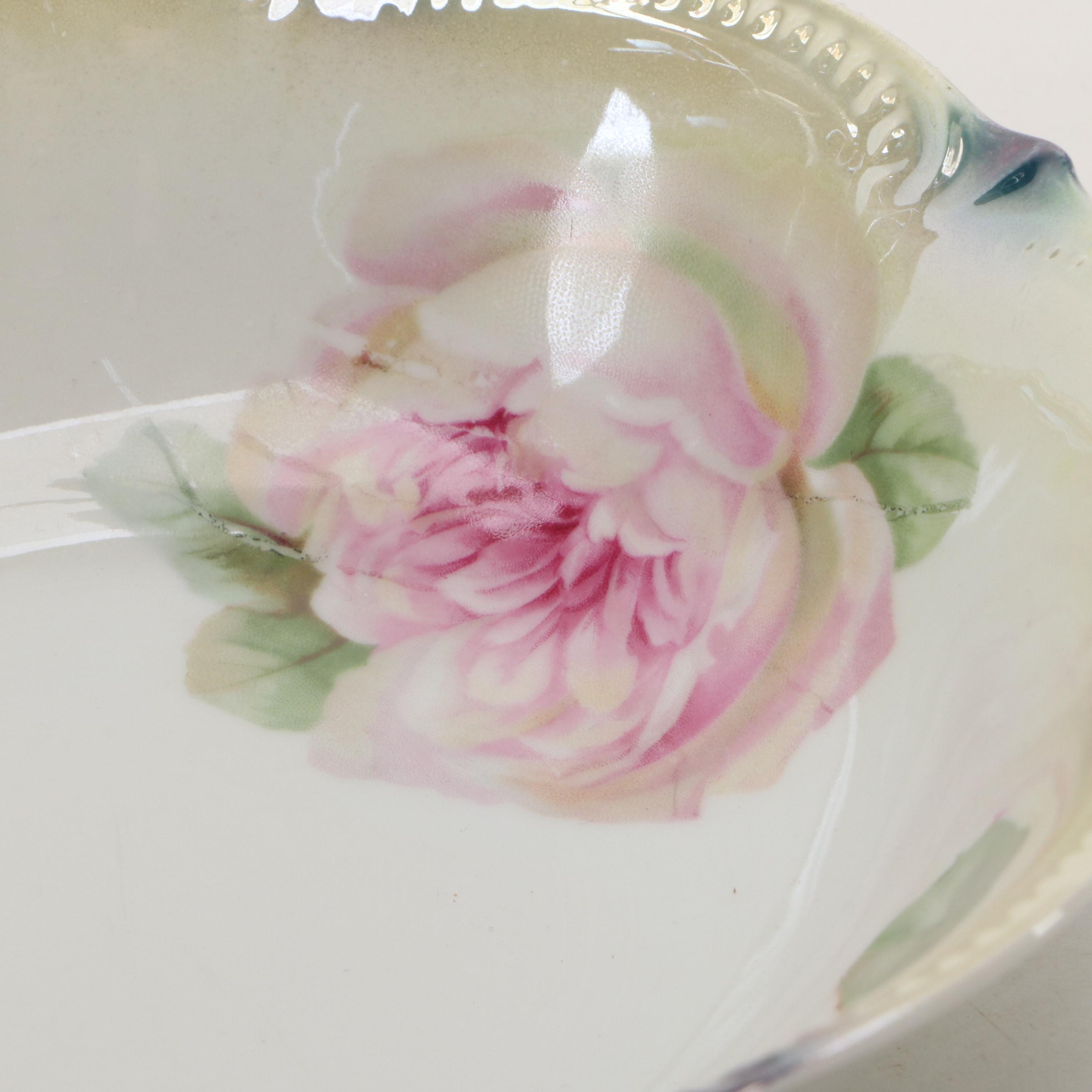 Steubenville, German and Other Porcelain Floral Bowl