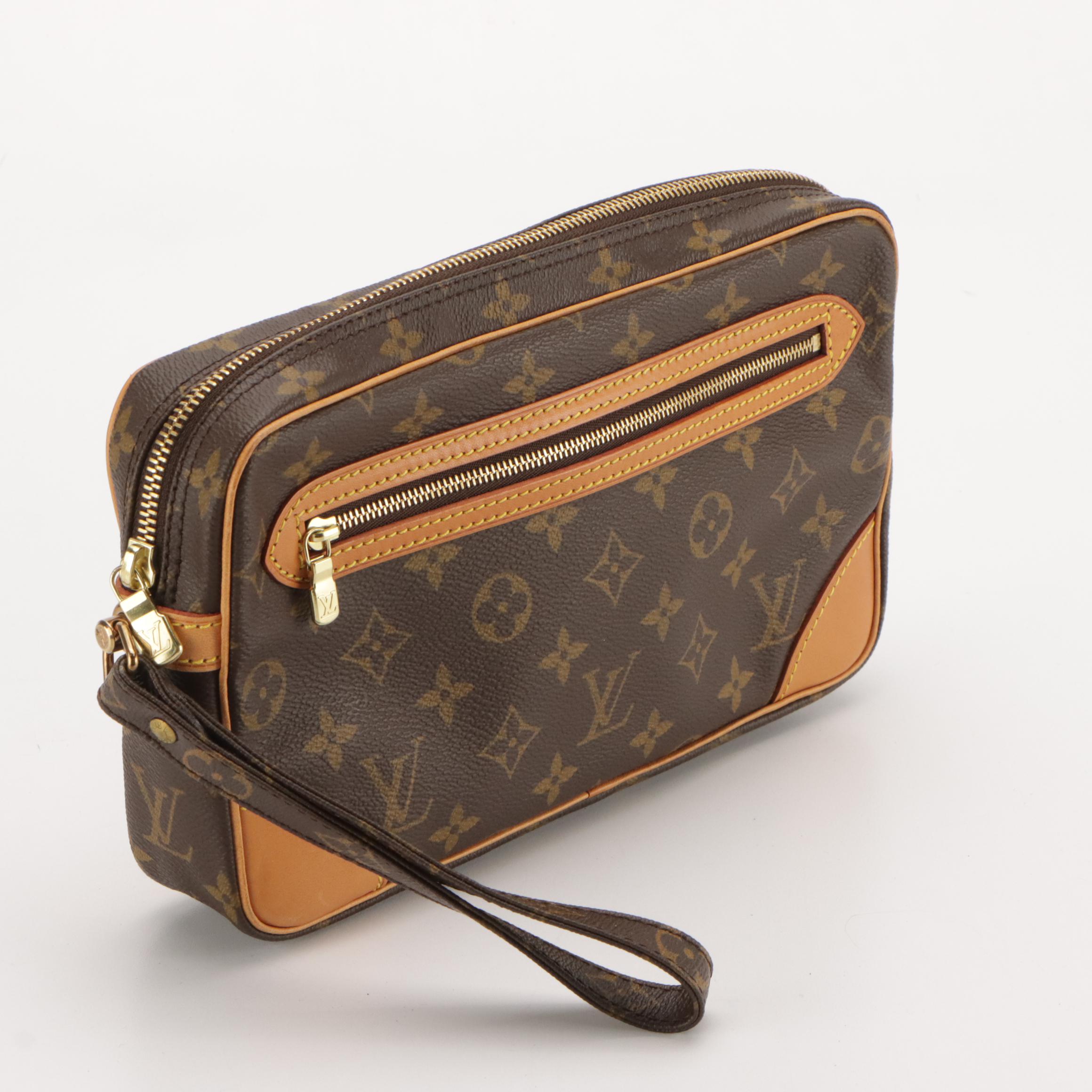 Louis Vuitton Marly Dragonne Wristlet Clutch in Monogram Canvas