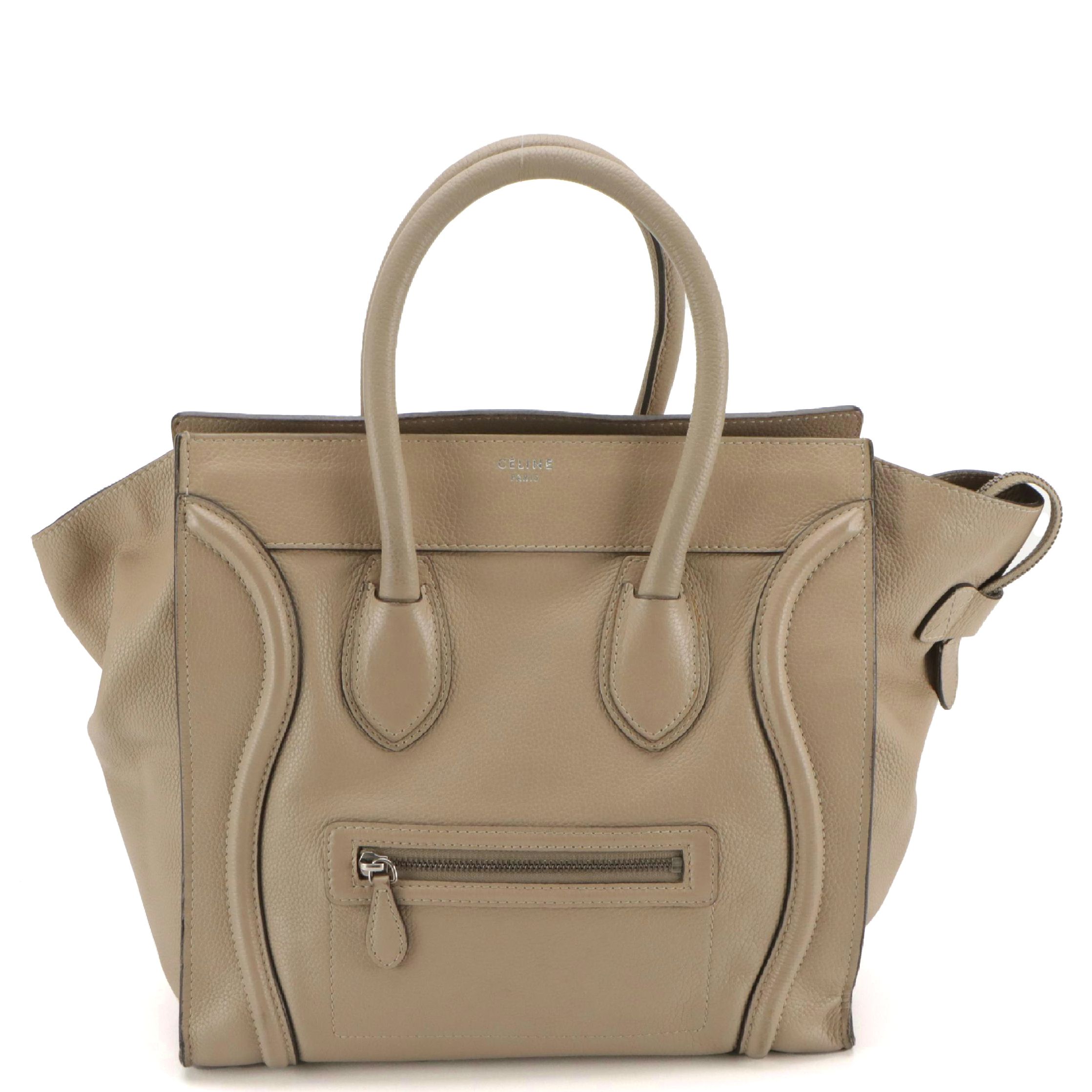 Celine Mini Luggage Tote in Taupe Calfskin Leather