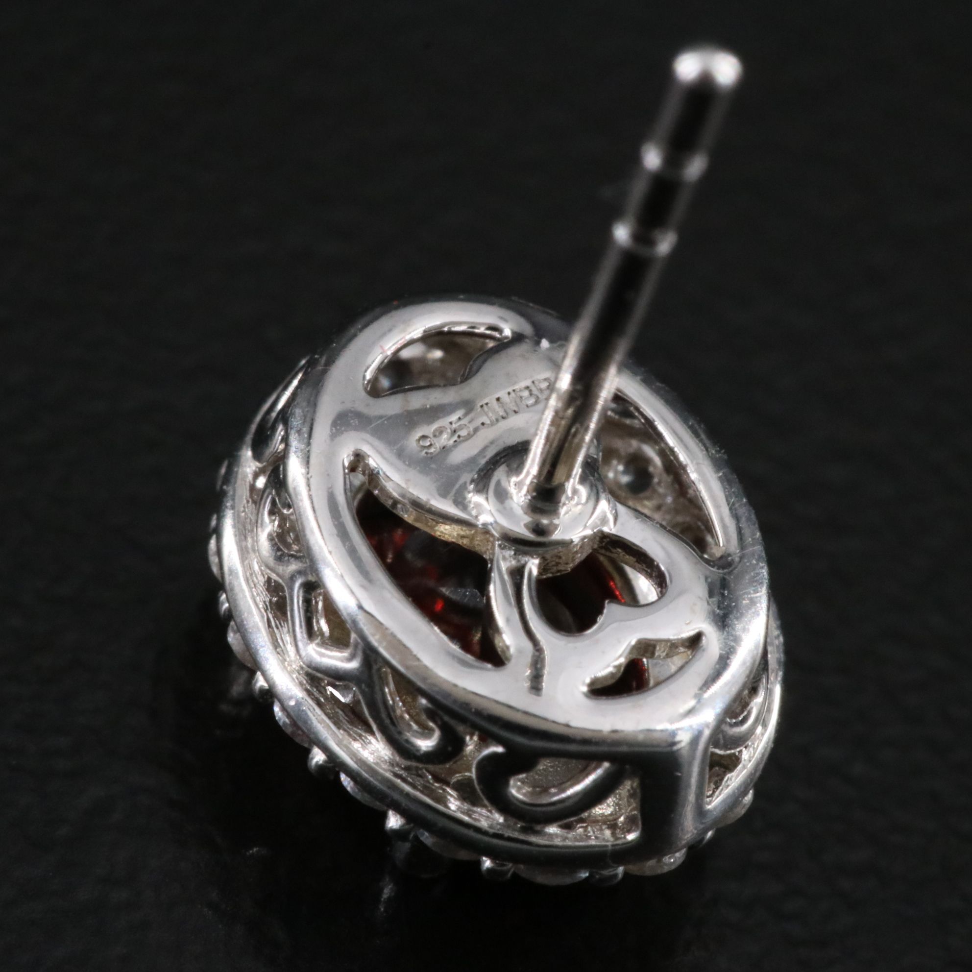 Sterling Garnet and White Sapphire Stud Earrings