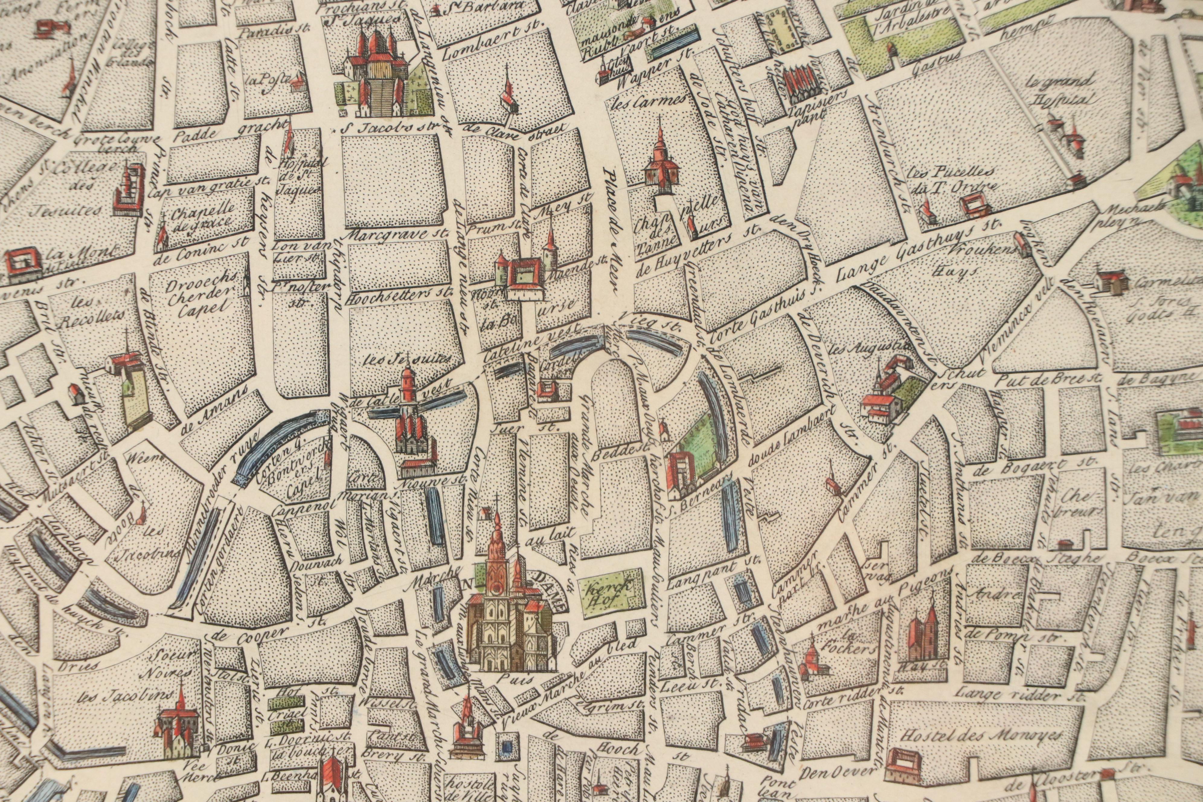 Hand-Colored Engraving After Peter Martel "A New Plan of Antwerp," 1746