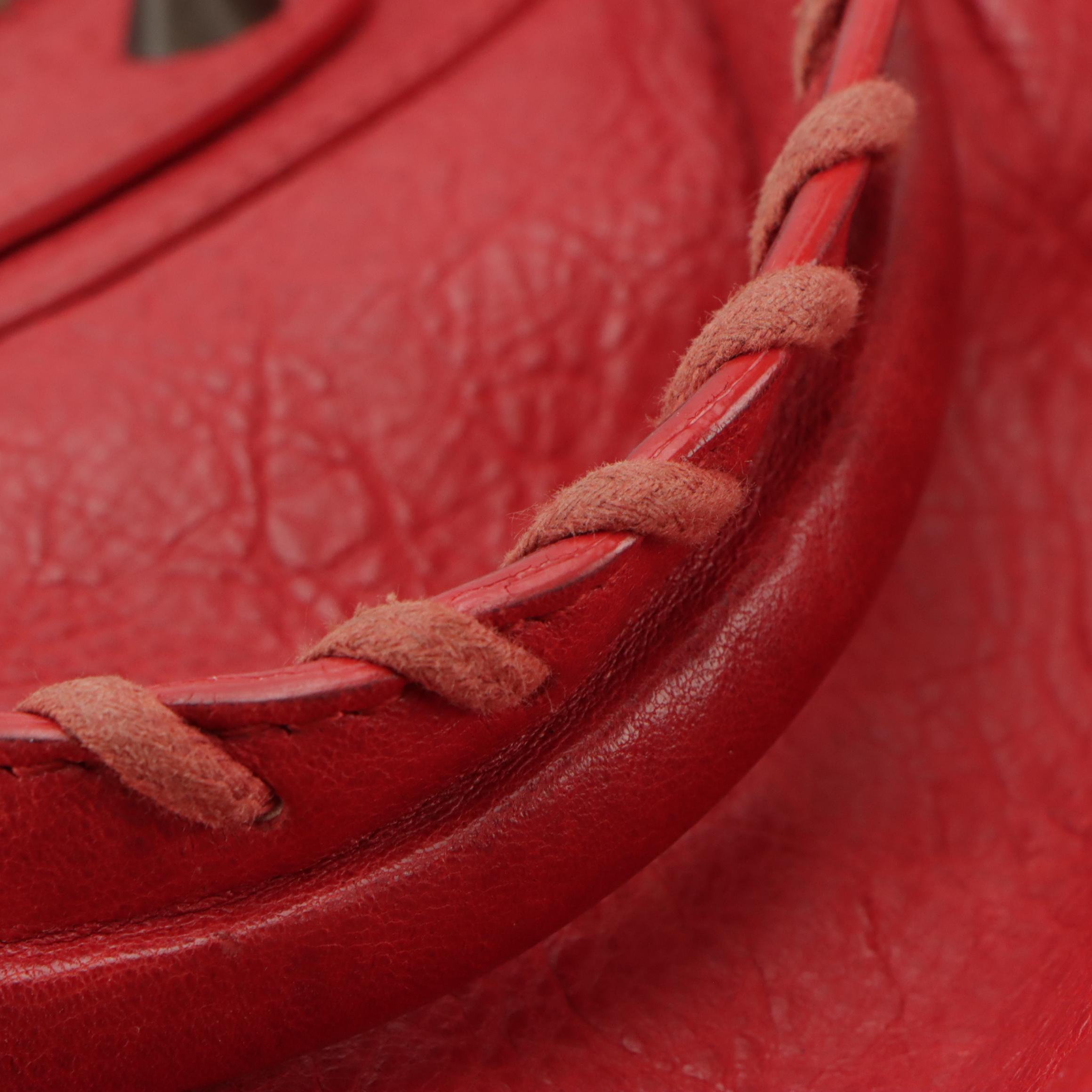 Balenciaga Sunday Classic Studs Tote in Red Distressed Lambskin Leather