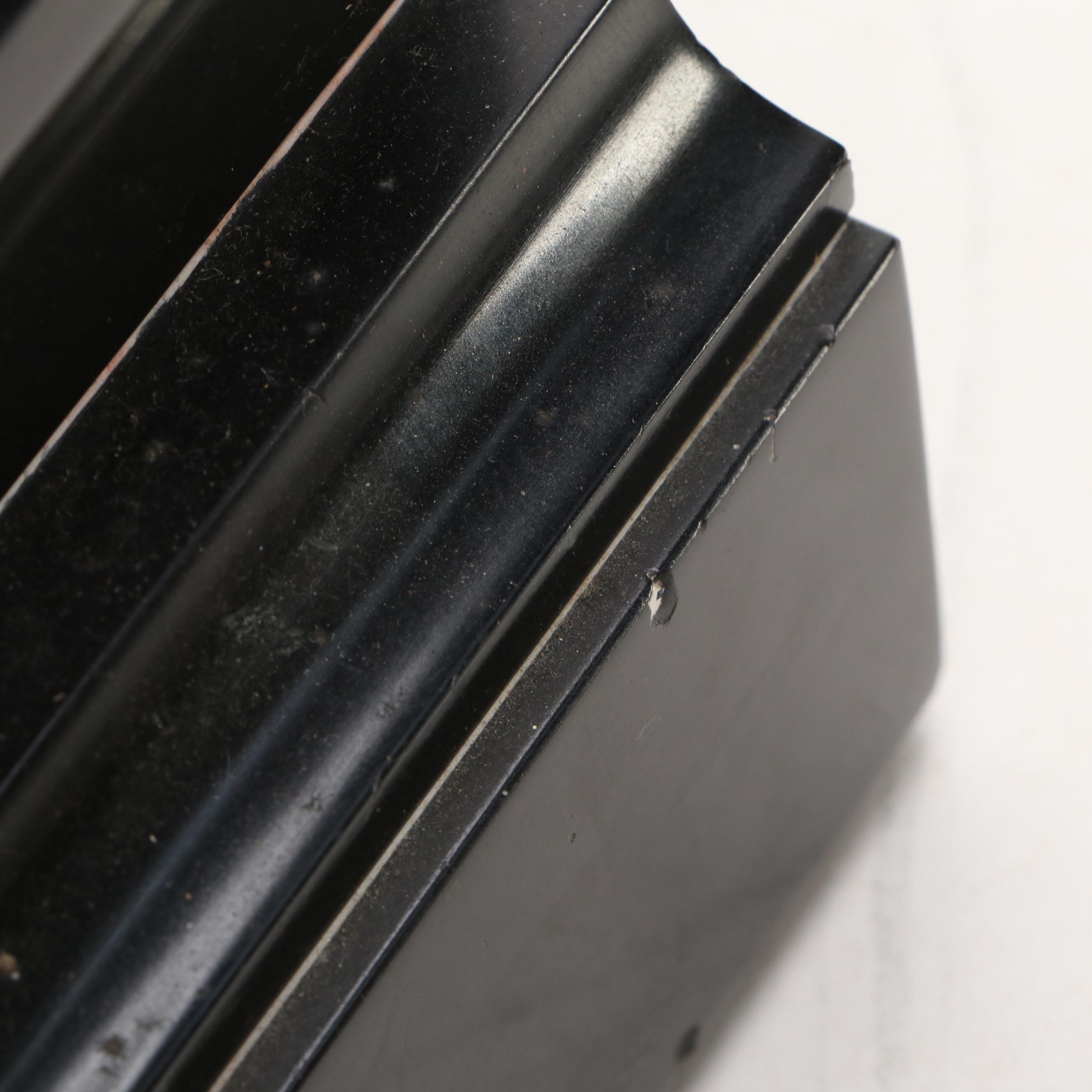 Neoclassical Style Black Marble with Brass Decals Mantel Clock