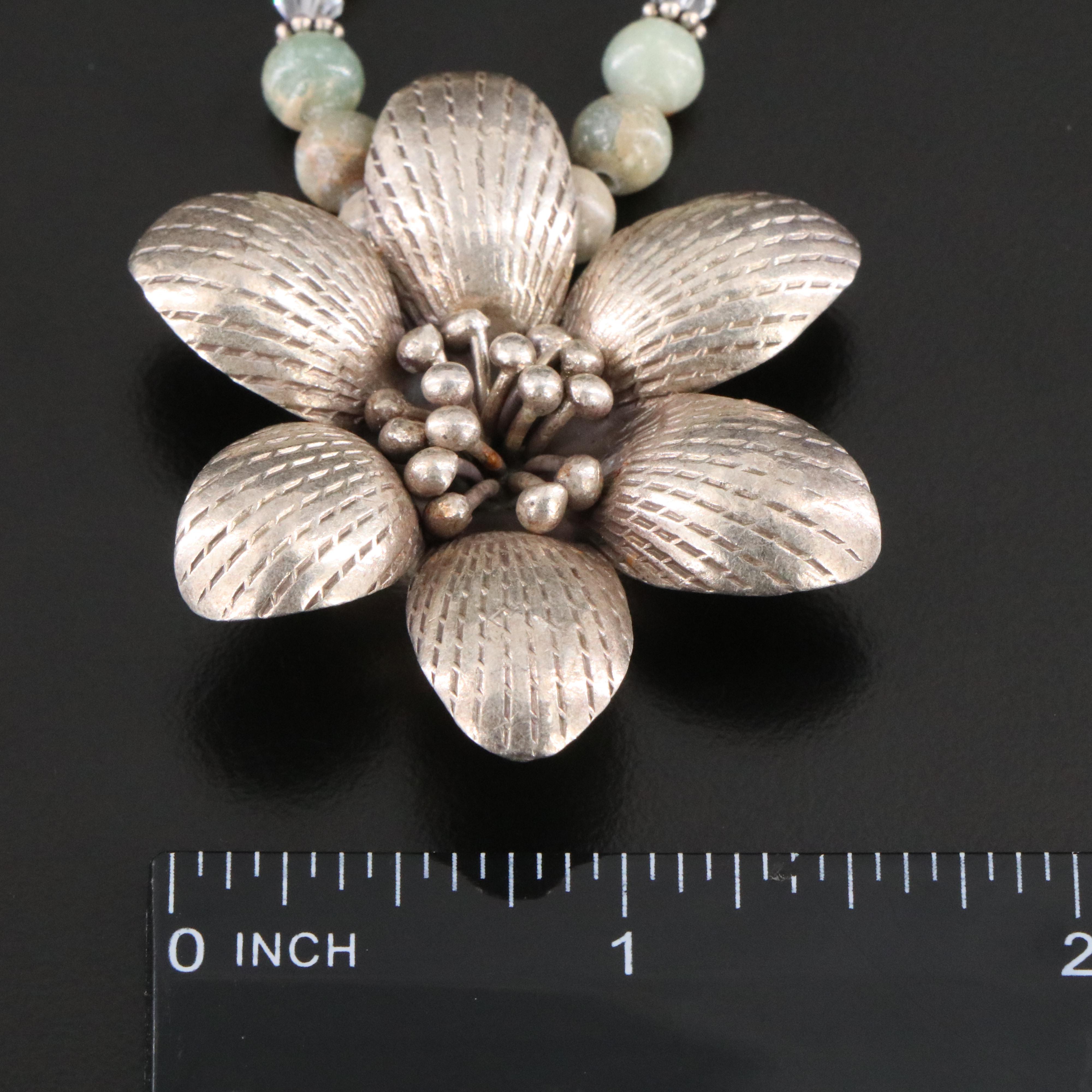 Sterling Necklaces Including Aventurine, Amethyst and Mother-of-Pearl