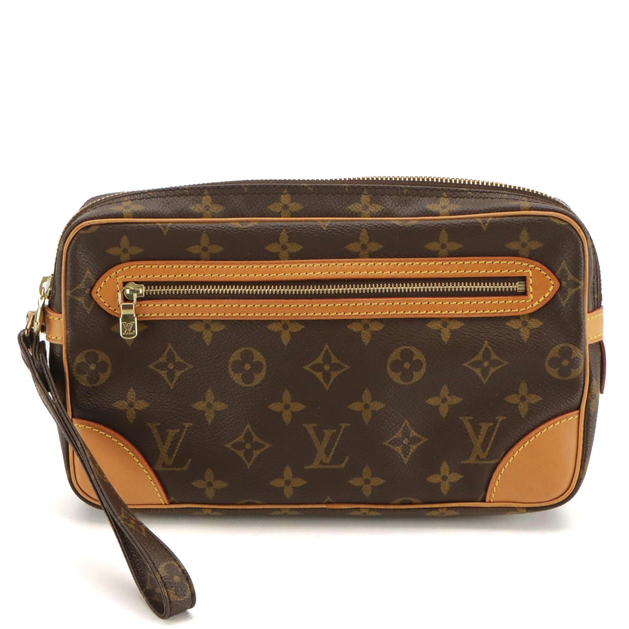 Louis Vuitton Marly Dragonne Wristlet Clutch in Monogram Canvas