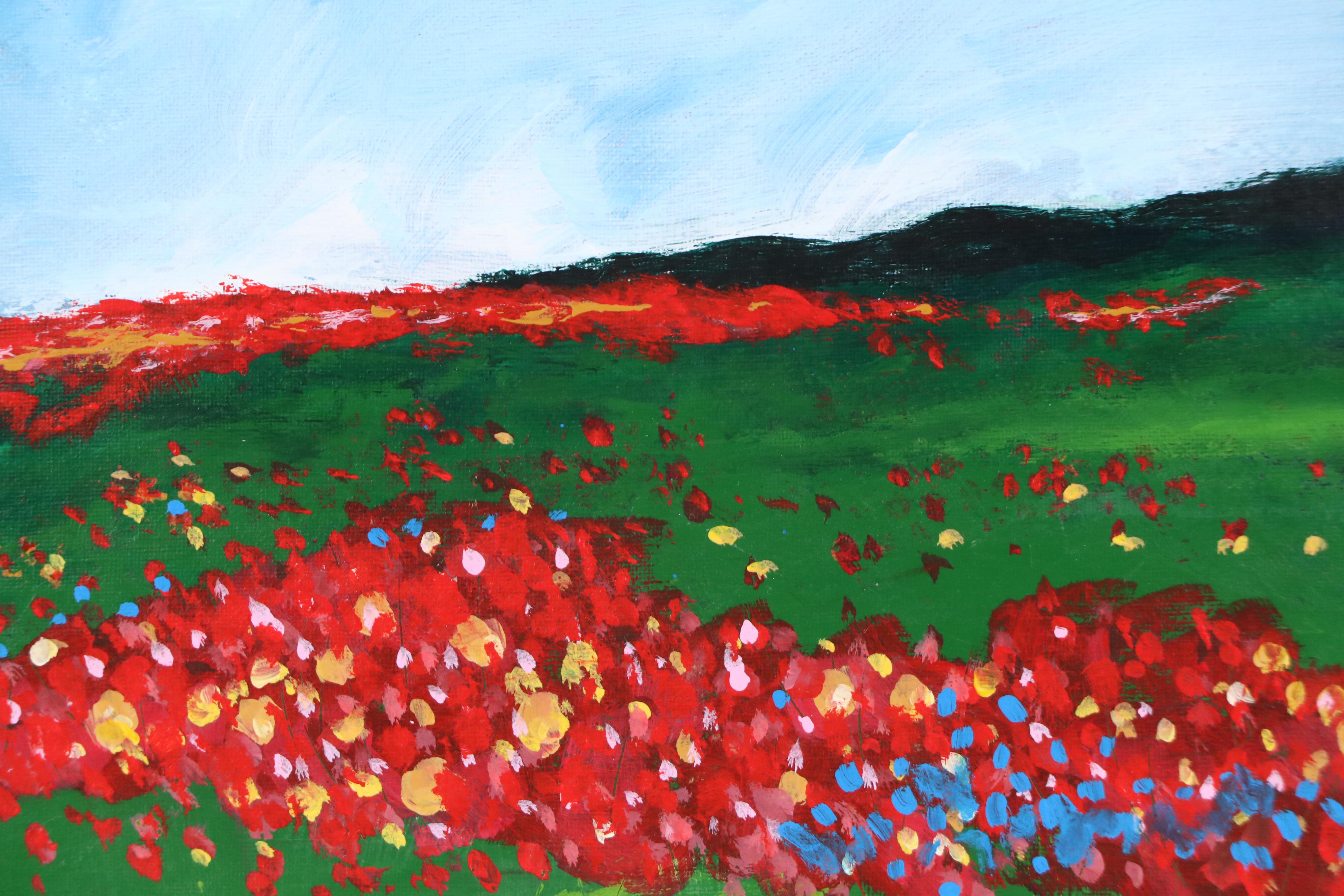 Angie Hubbard Stylized Landscape Acrylic Painting, 21st Century