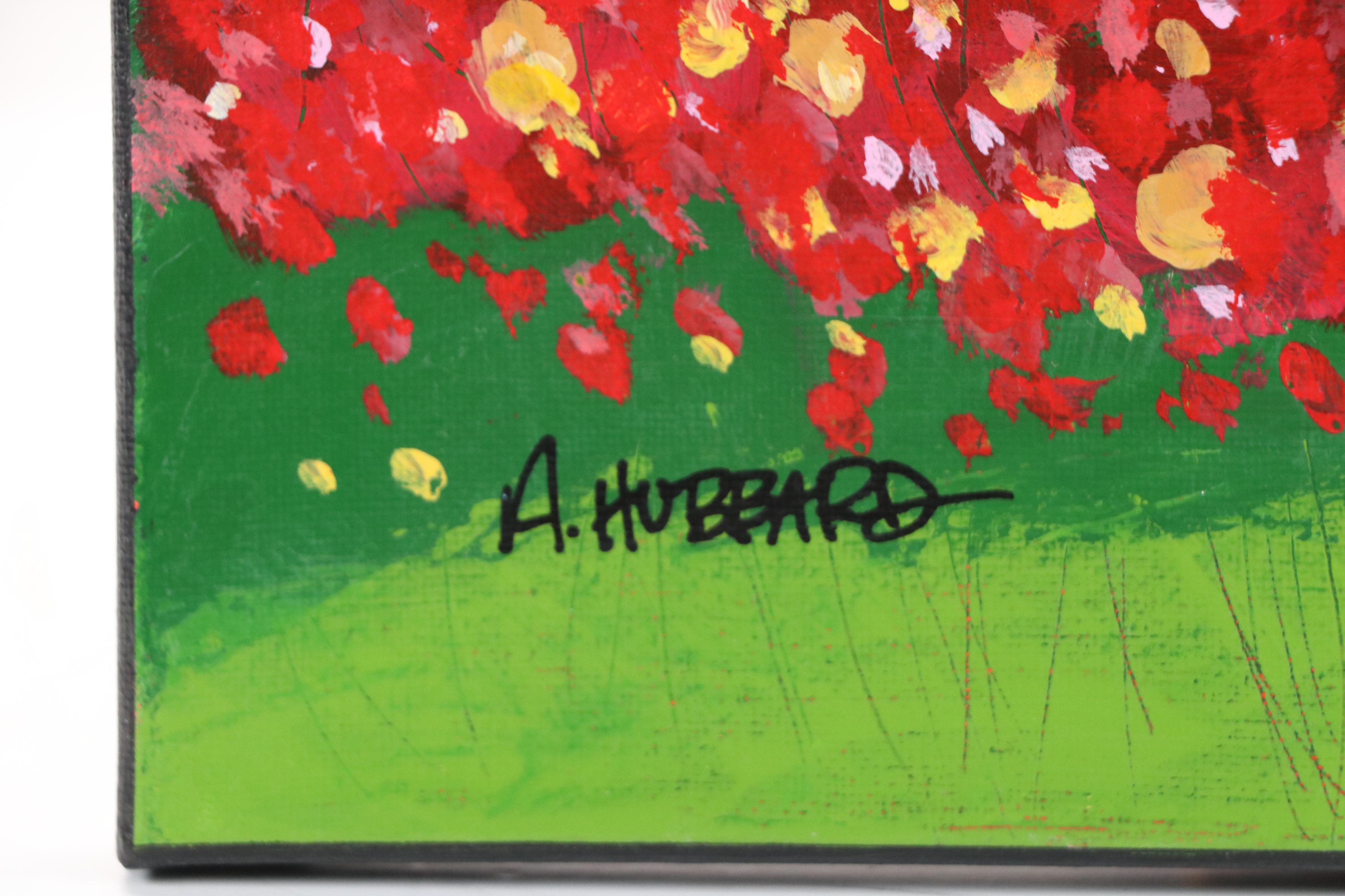 Angie Hubbard Stylized Landscape Acrylic Painting, 21st Century