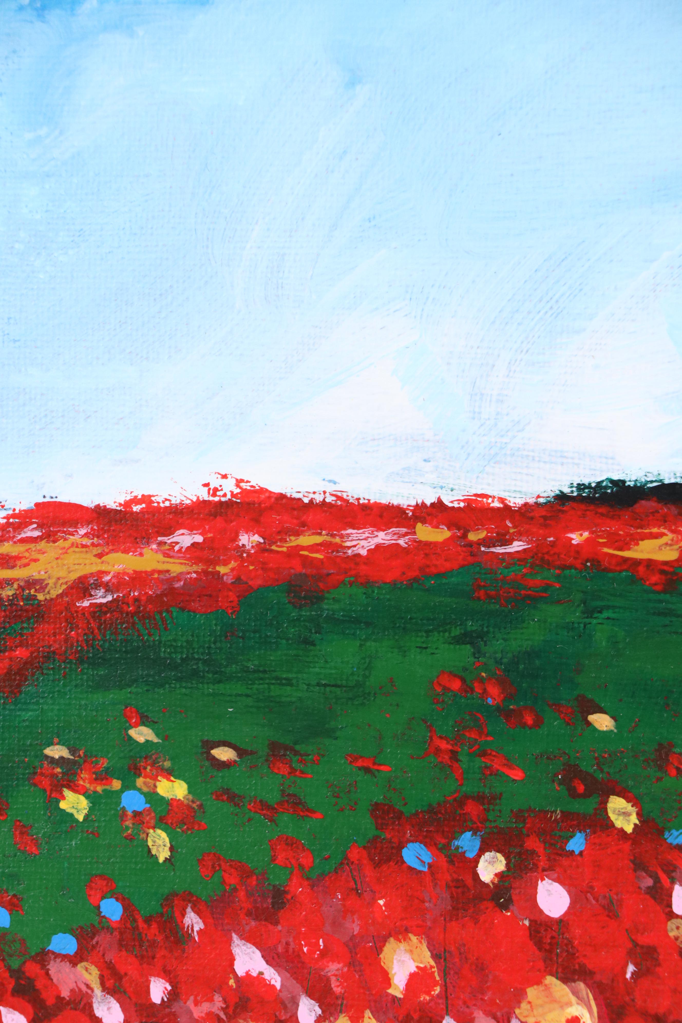 Angie Hubbard Stylized Landscape Acrylic Painting, 21st Century