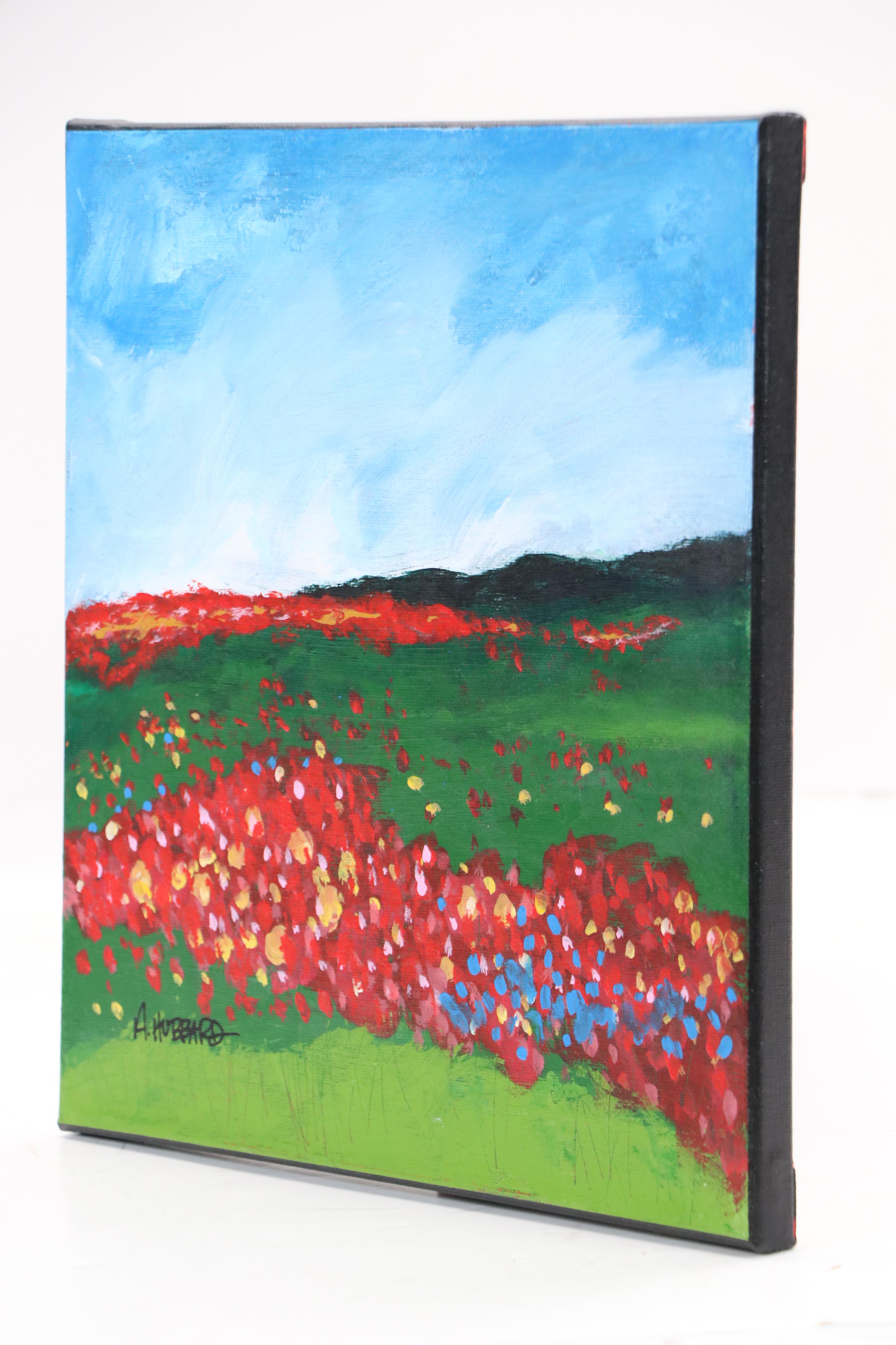 Angie Hubbard Stylized Landscape Acrylic Painting, 21st Century