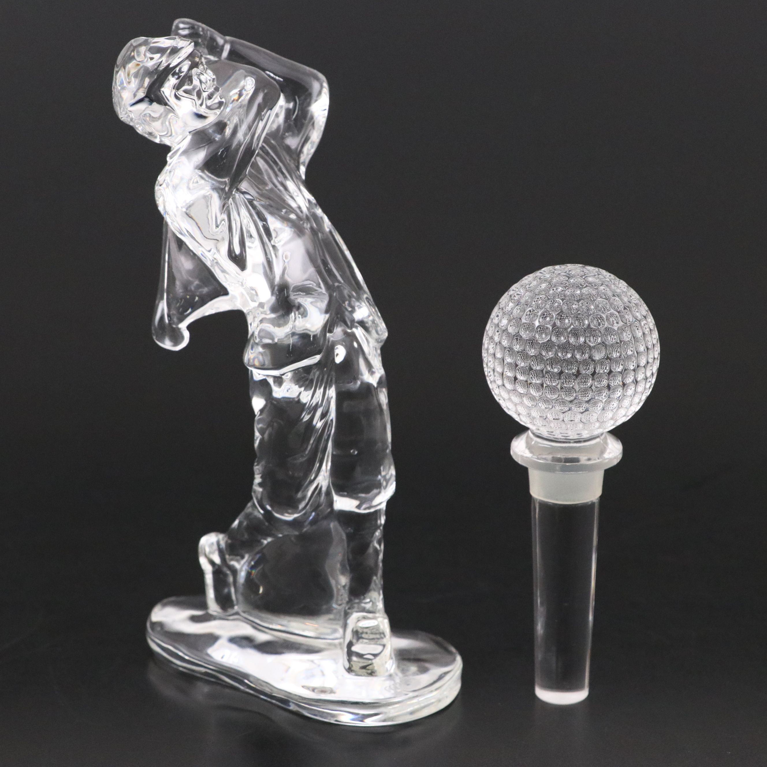 Waterford Crystal Golfer with Other Crystal Figurines and Golf Picture Frame