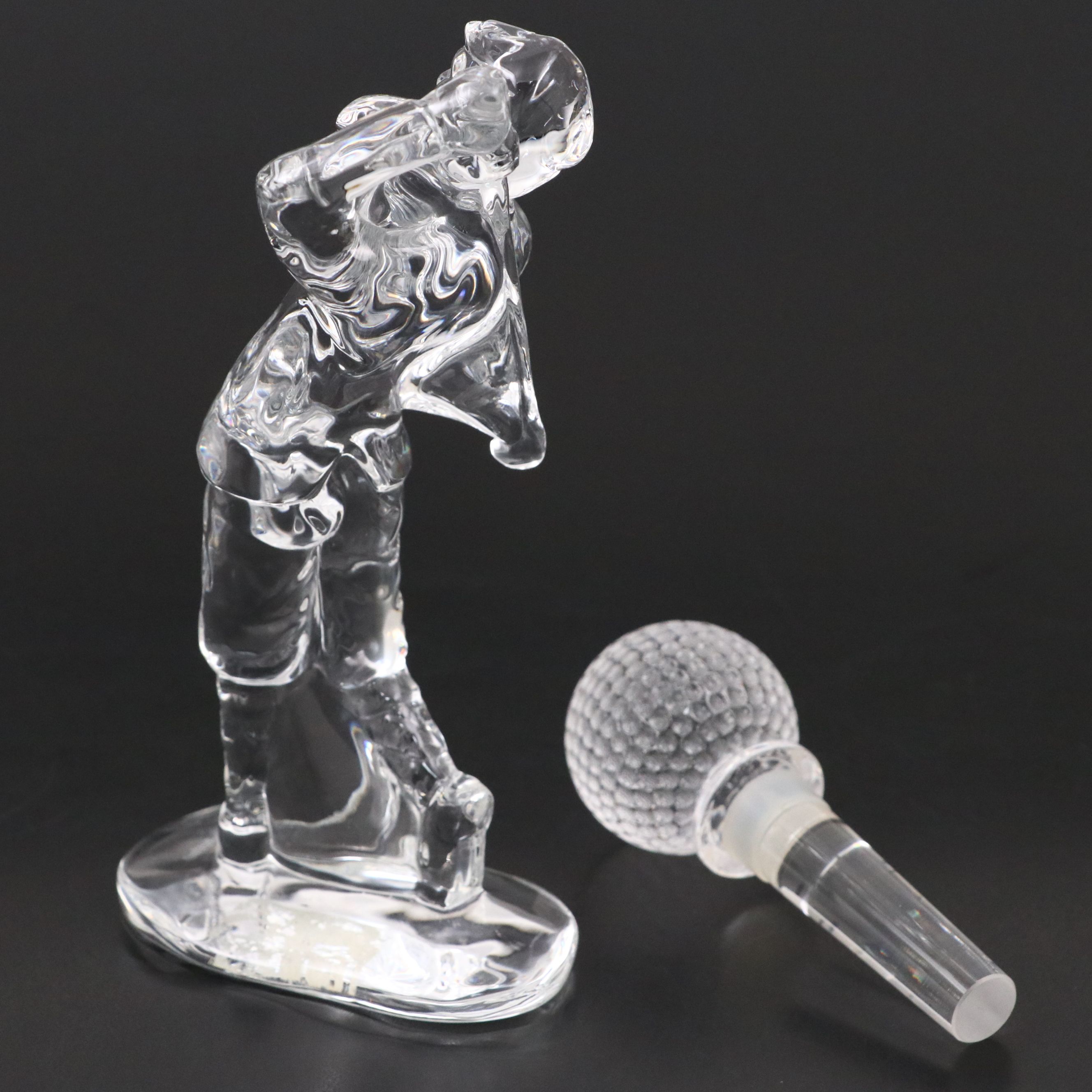 Waterford Crystal Golfer with Other Crystal Figurines and Golf Picture Frame