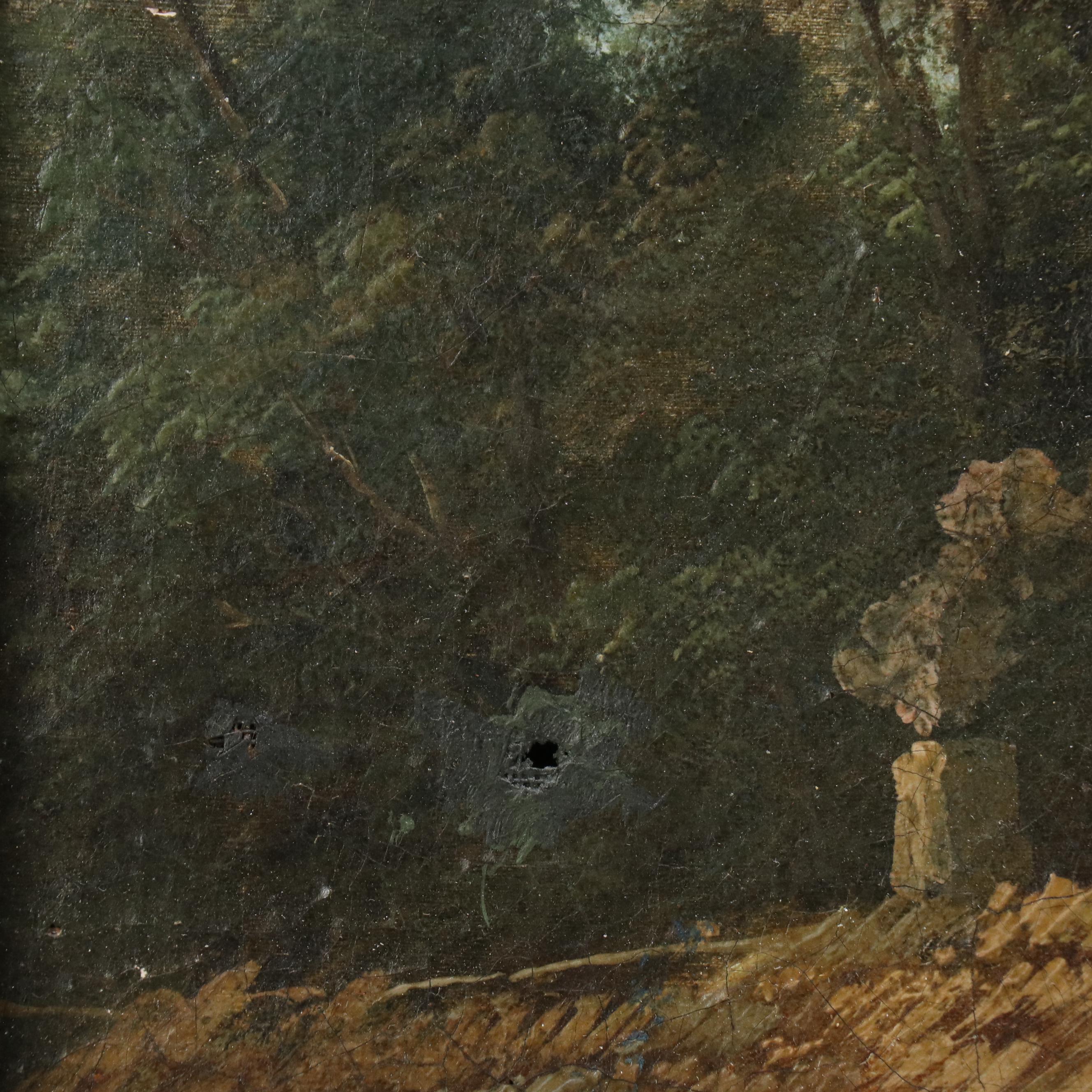 Romanticist Style Oil Painting of Figure in European Countryside Landscape