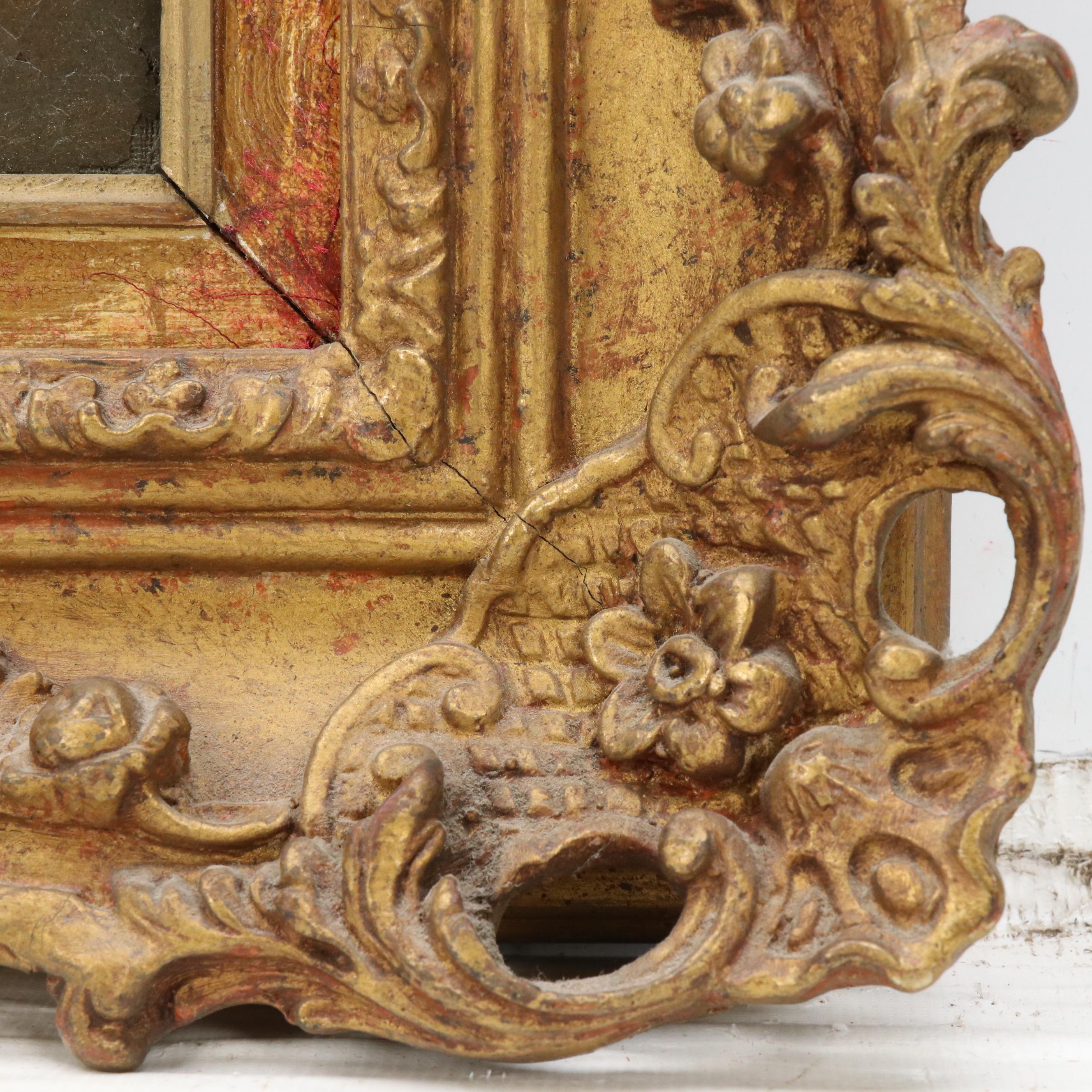 Romanticist Style Oil Painting of Figure in European Countryside Landscape