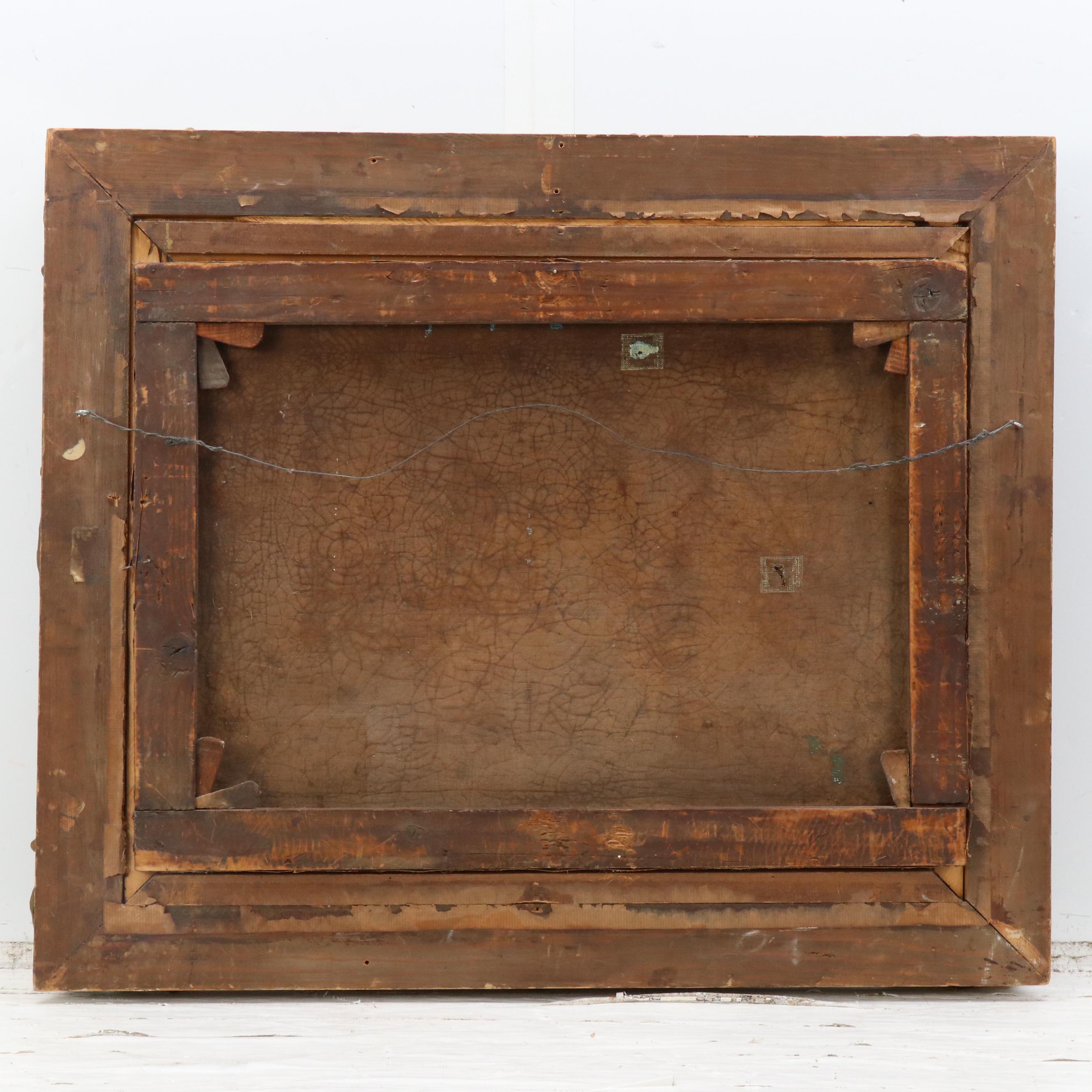 Romanticist Style Oil Painting of Figure in European Countryside Landscape