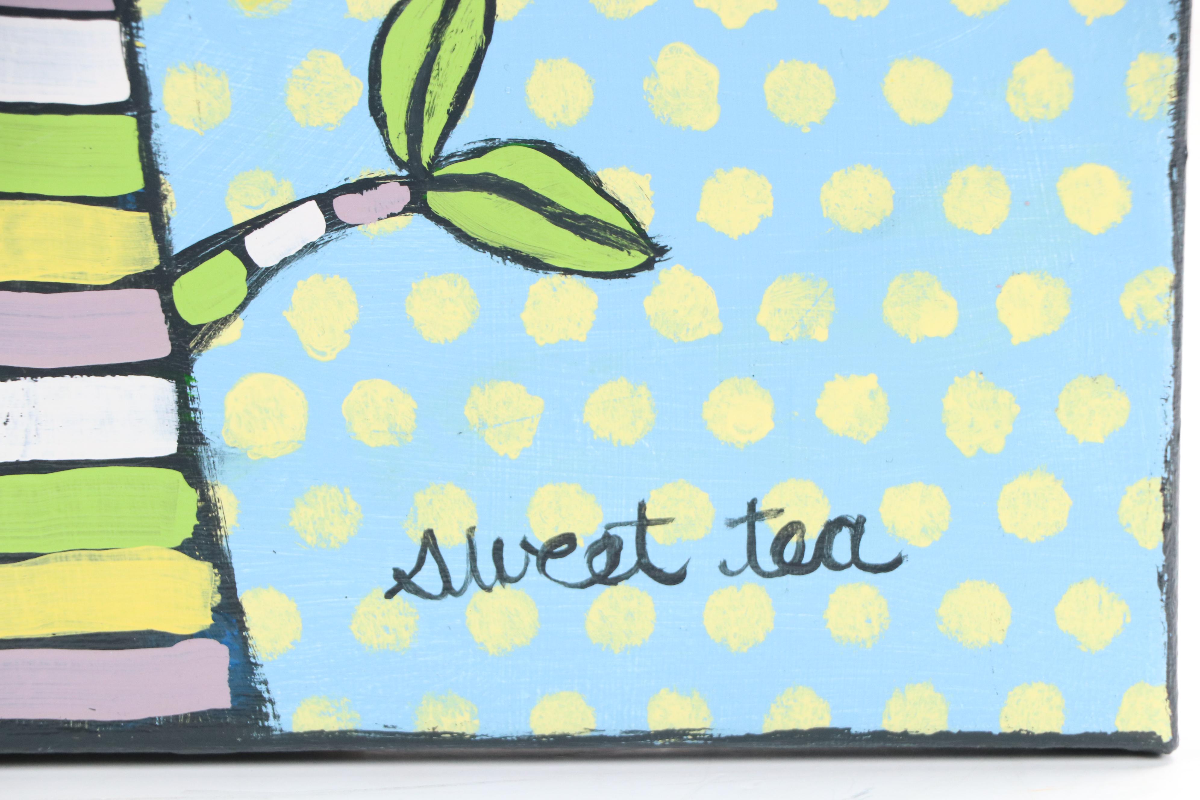 Sweet Tea Folk Acrylic Painting of Tree with Crows, 21st Century