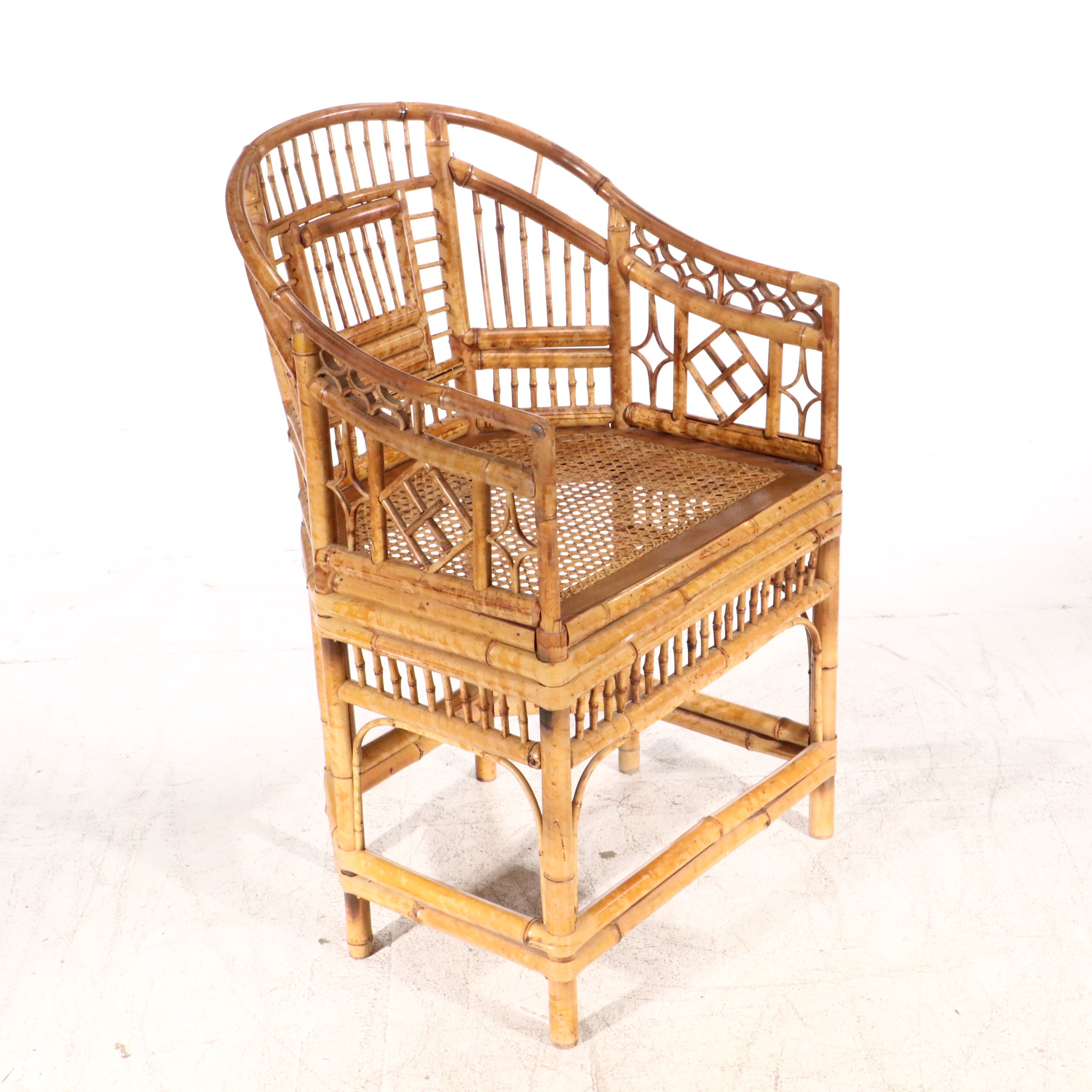 Brighton Pavilion Style Bamboo and Cane Seat Chair, Late 20th Century