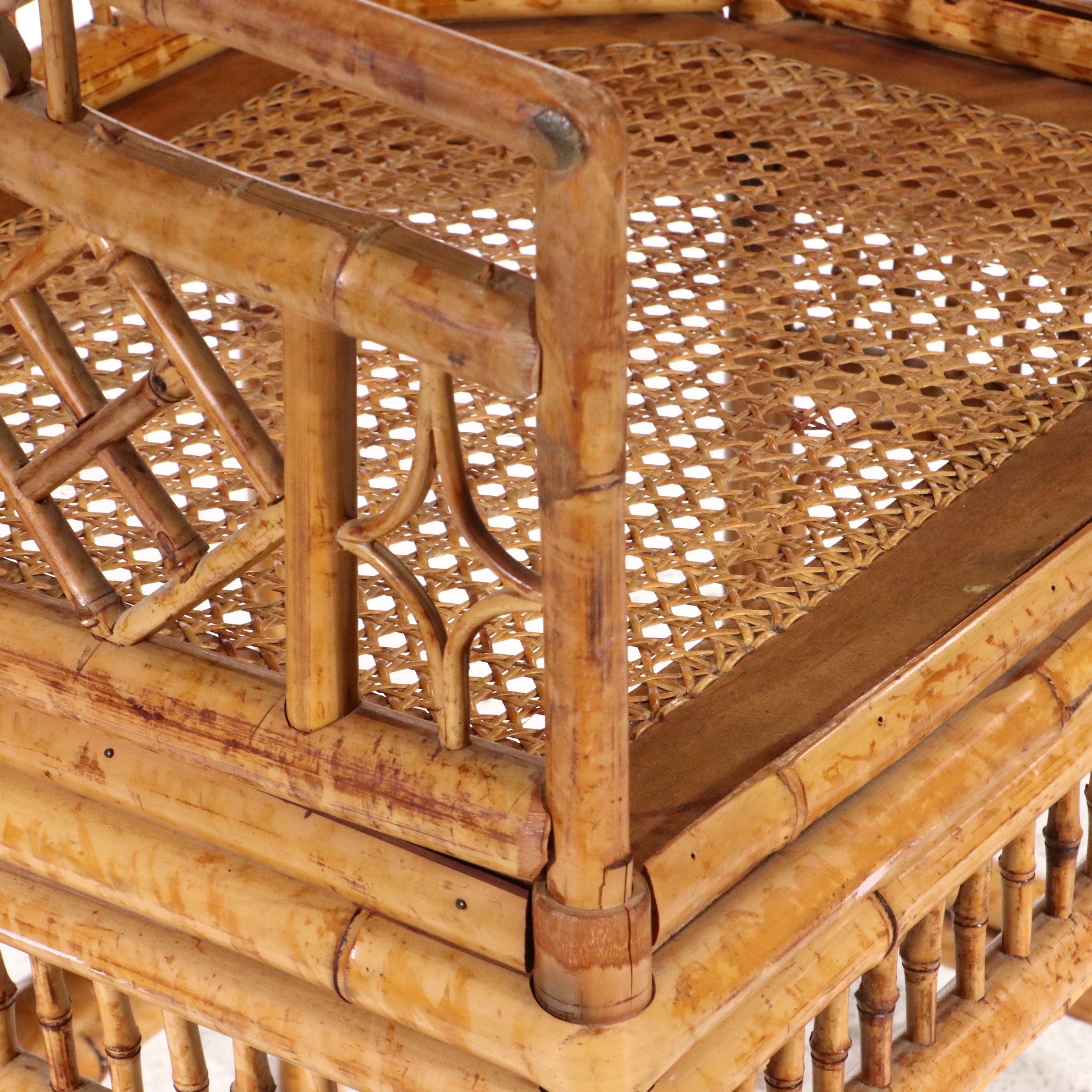 Brighton Pavilion Style Bamboo and Cane Seat Chair, Late 20th Century