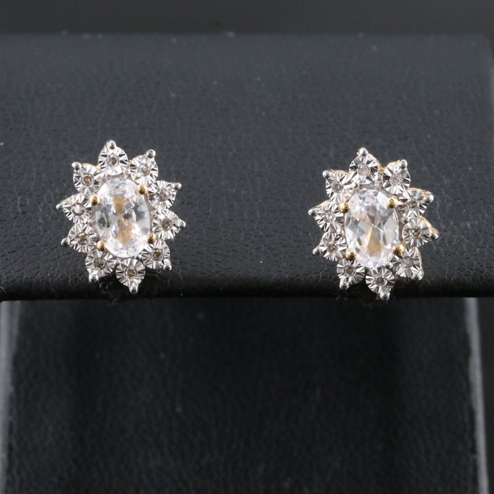 Sterling White Sapphire and Diamond Earrings
