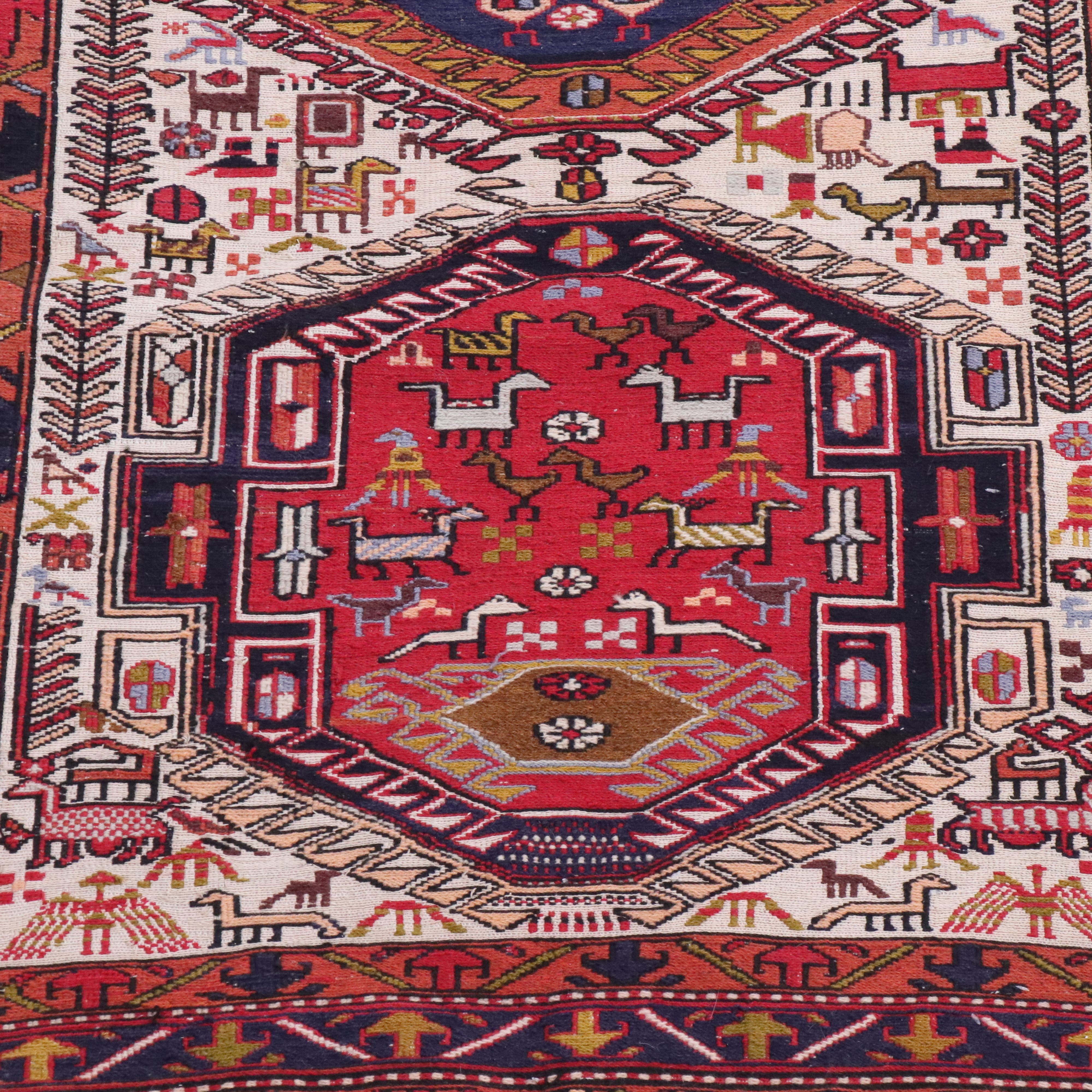 3'9 x 7'5 Handwoven Caucasian Shirvan Soumak Area Rug