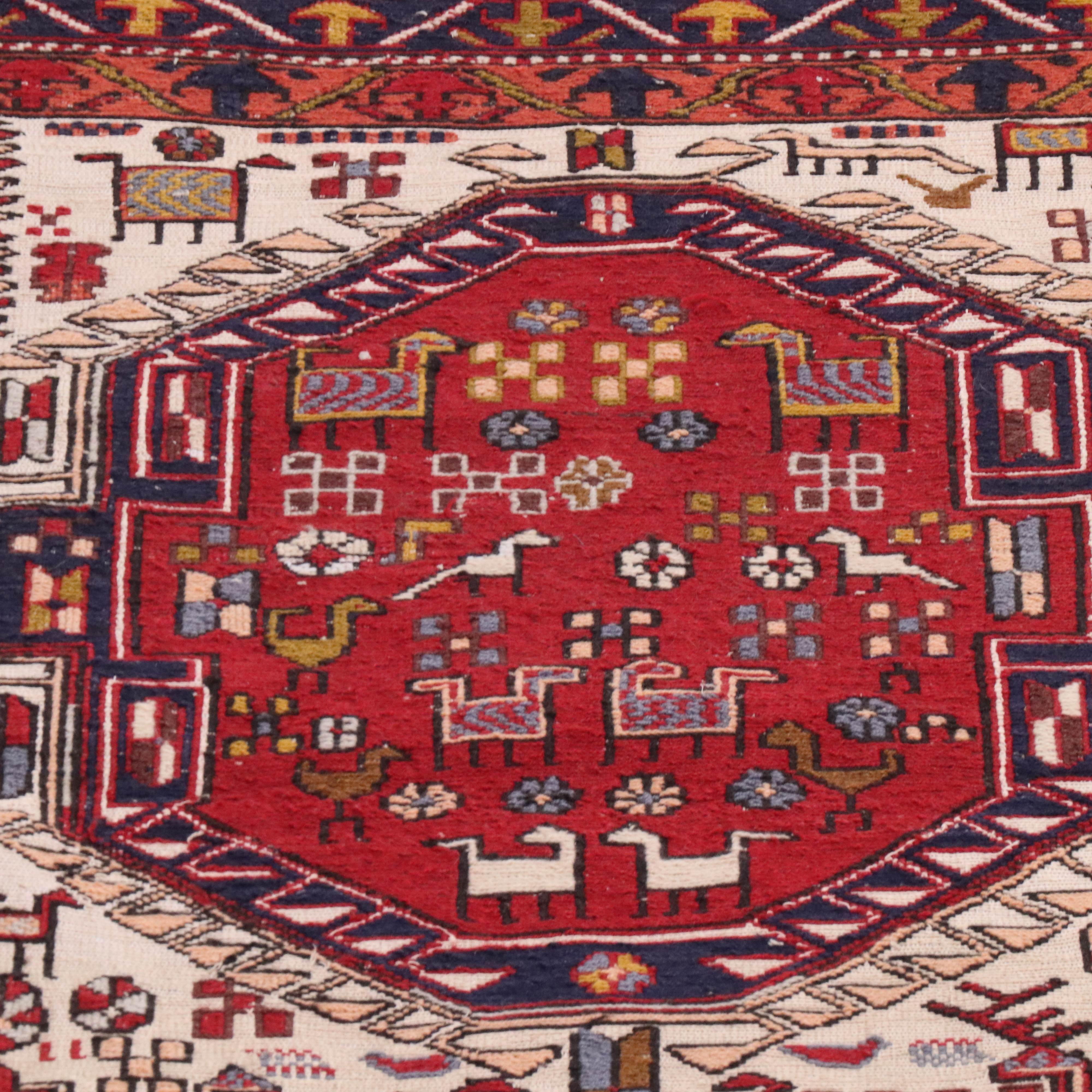 3'9 x 7'5 Handwoven Caucasian Shirvan Soumak Area Rug