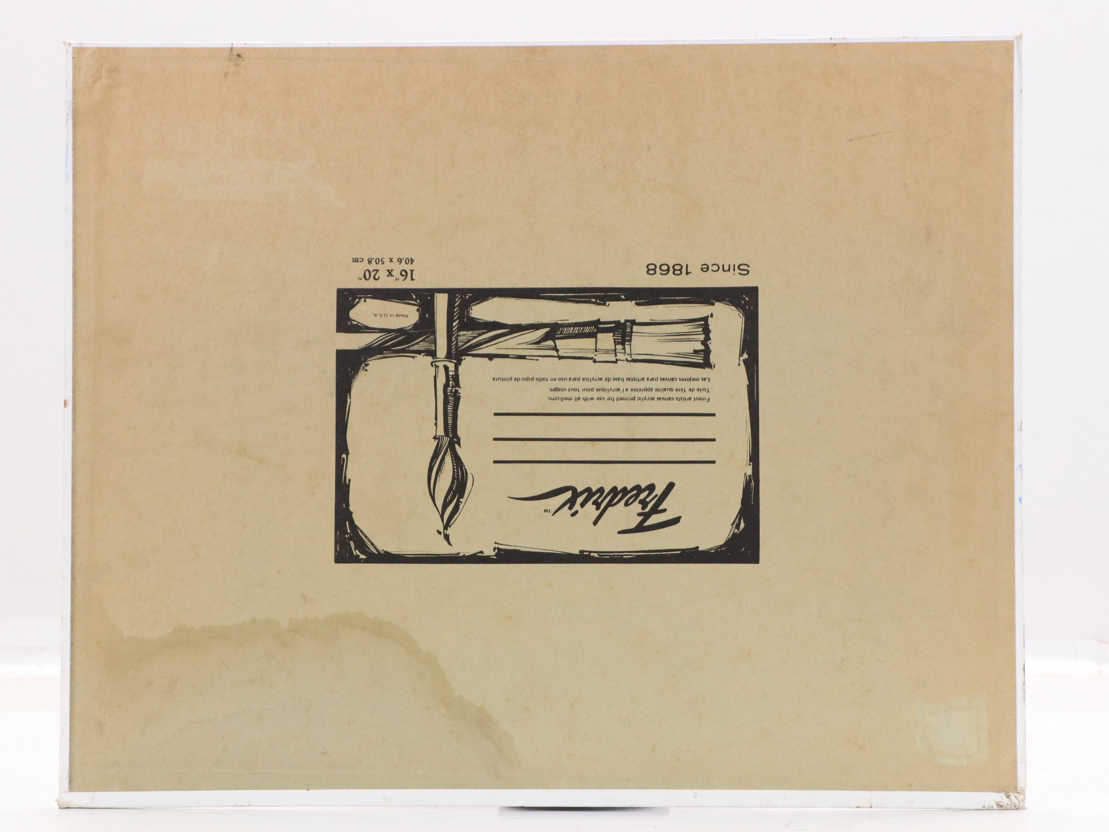 Coastal Landscape with Figures Walking Dog Acrylic Painting