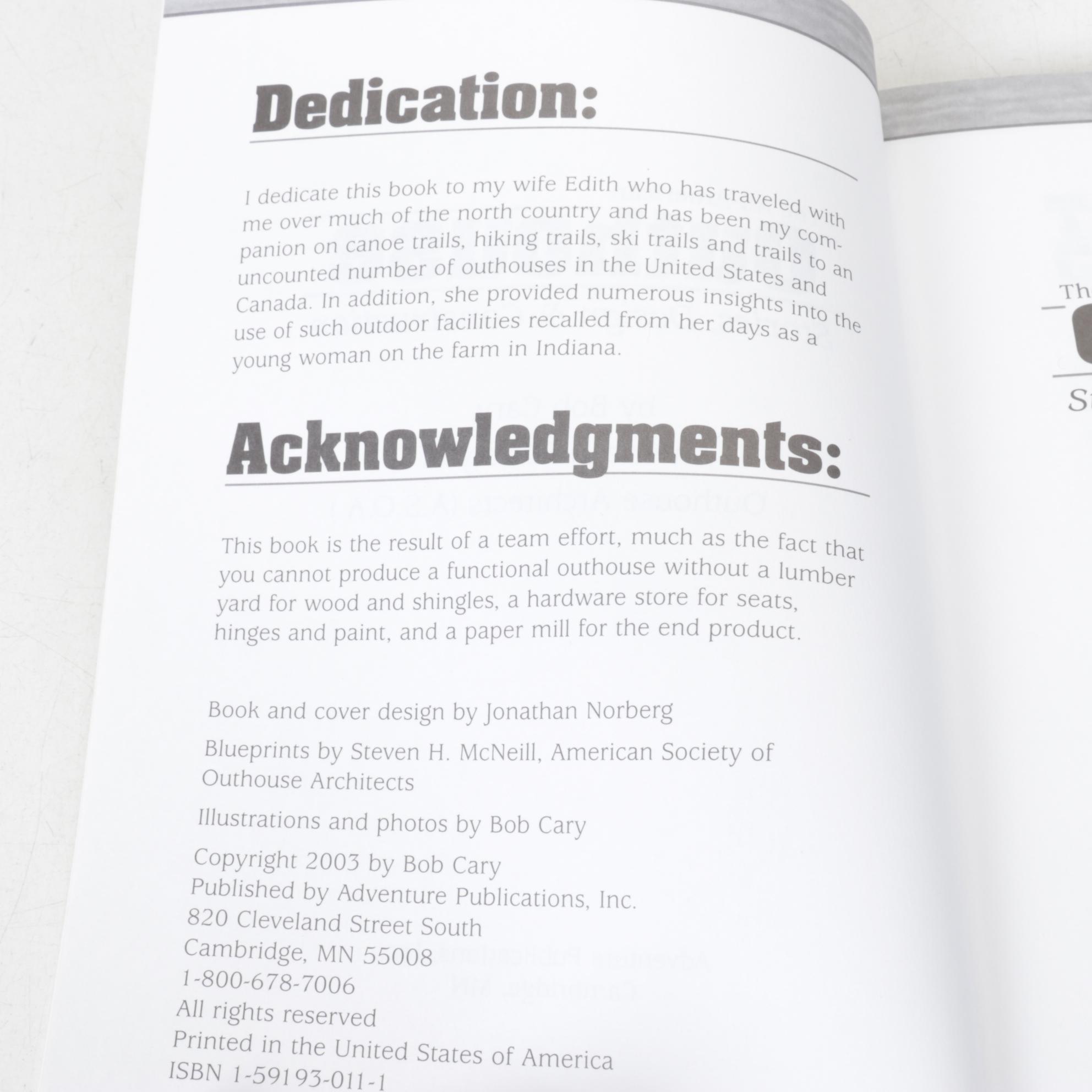 "Outhouses of the East" with Other Outhouse Themed Books and Resin Picture Frame