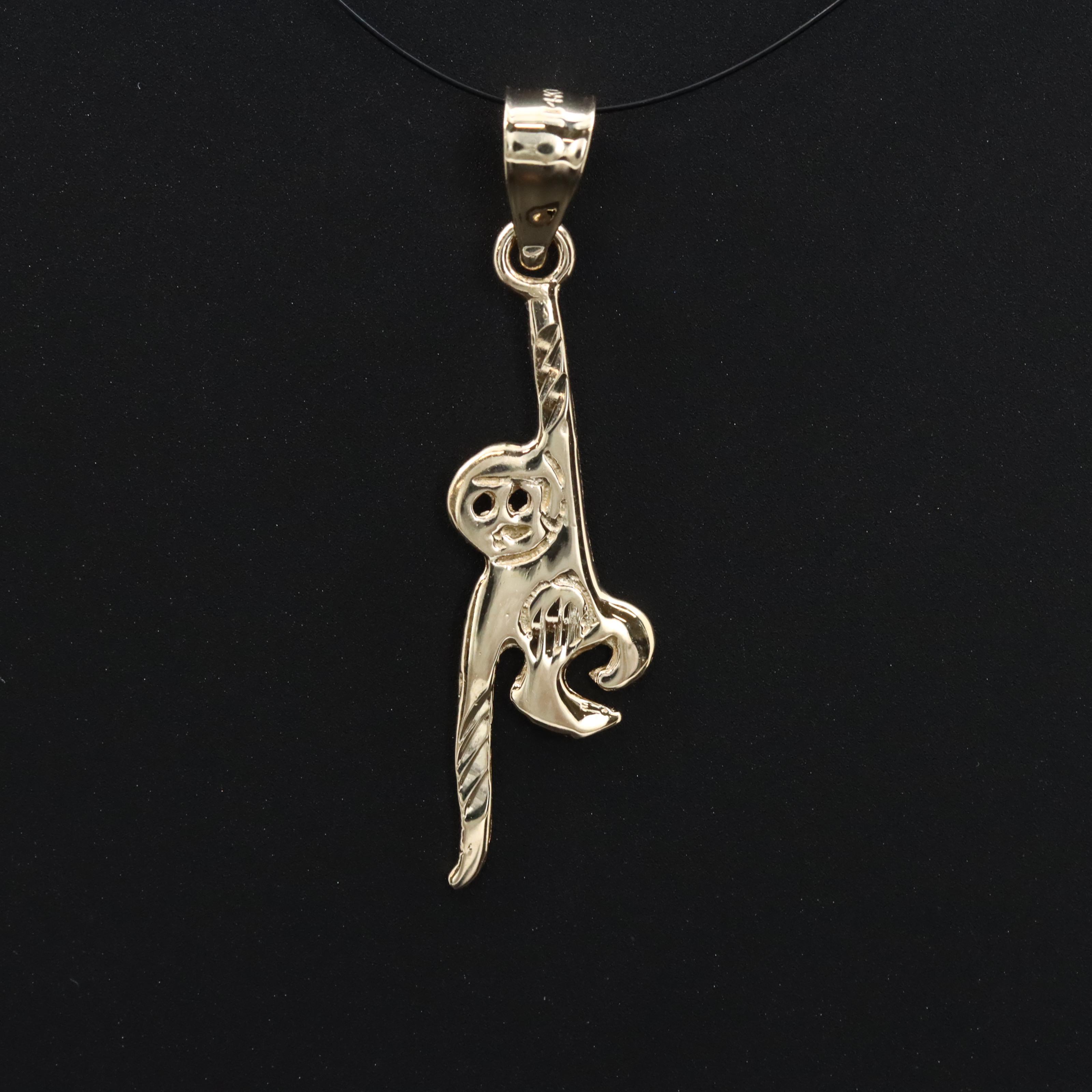 14K Monkey Pendant