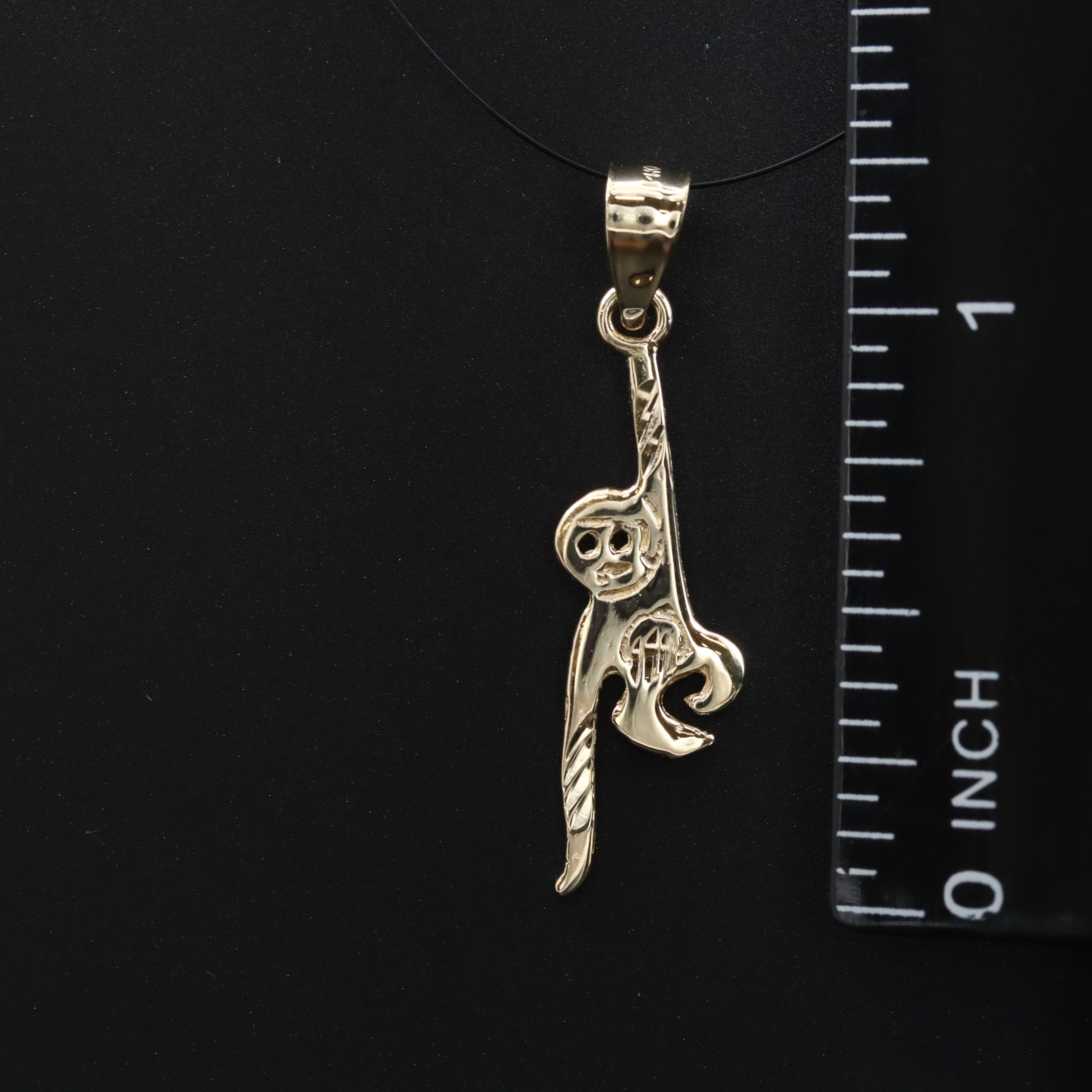 14K Monkey Pendant