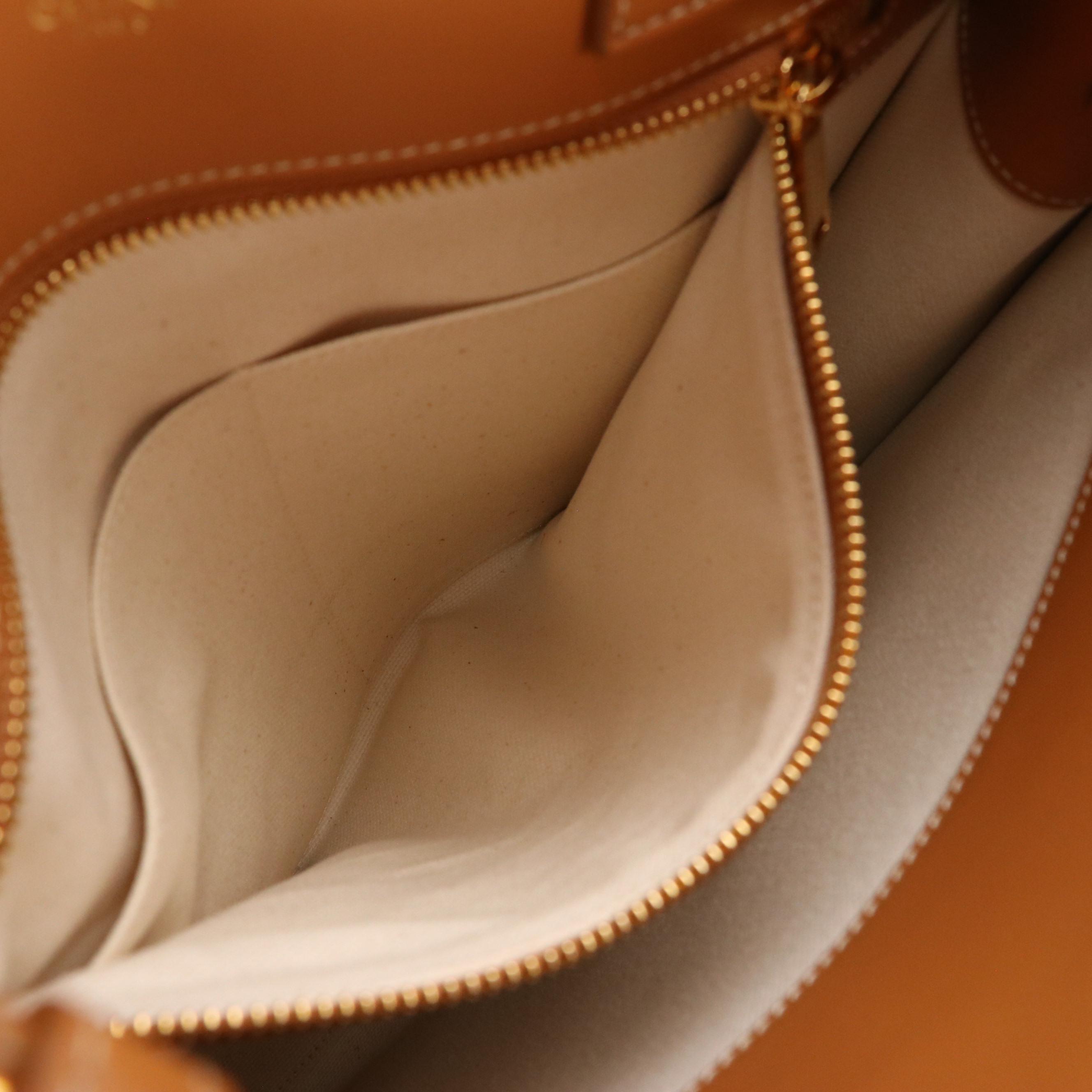 Céline Vertical Cabas Two-Way Tote in White Canvas and Brown Leather Trim