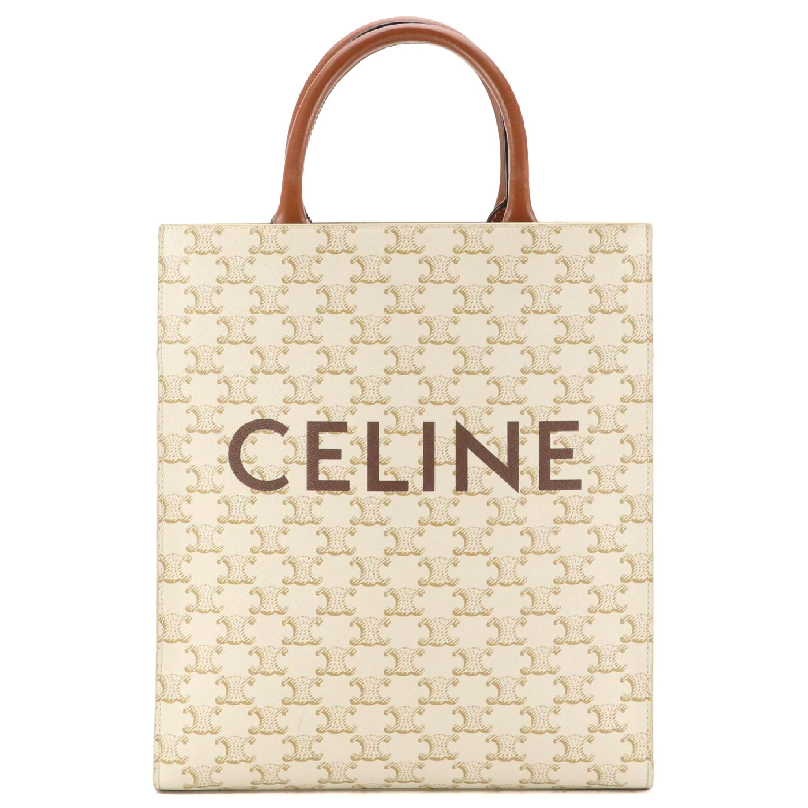 Celine Vertical Cabas Two-Way Tote in Triomphe Coated Canvas and Leather Trim