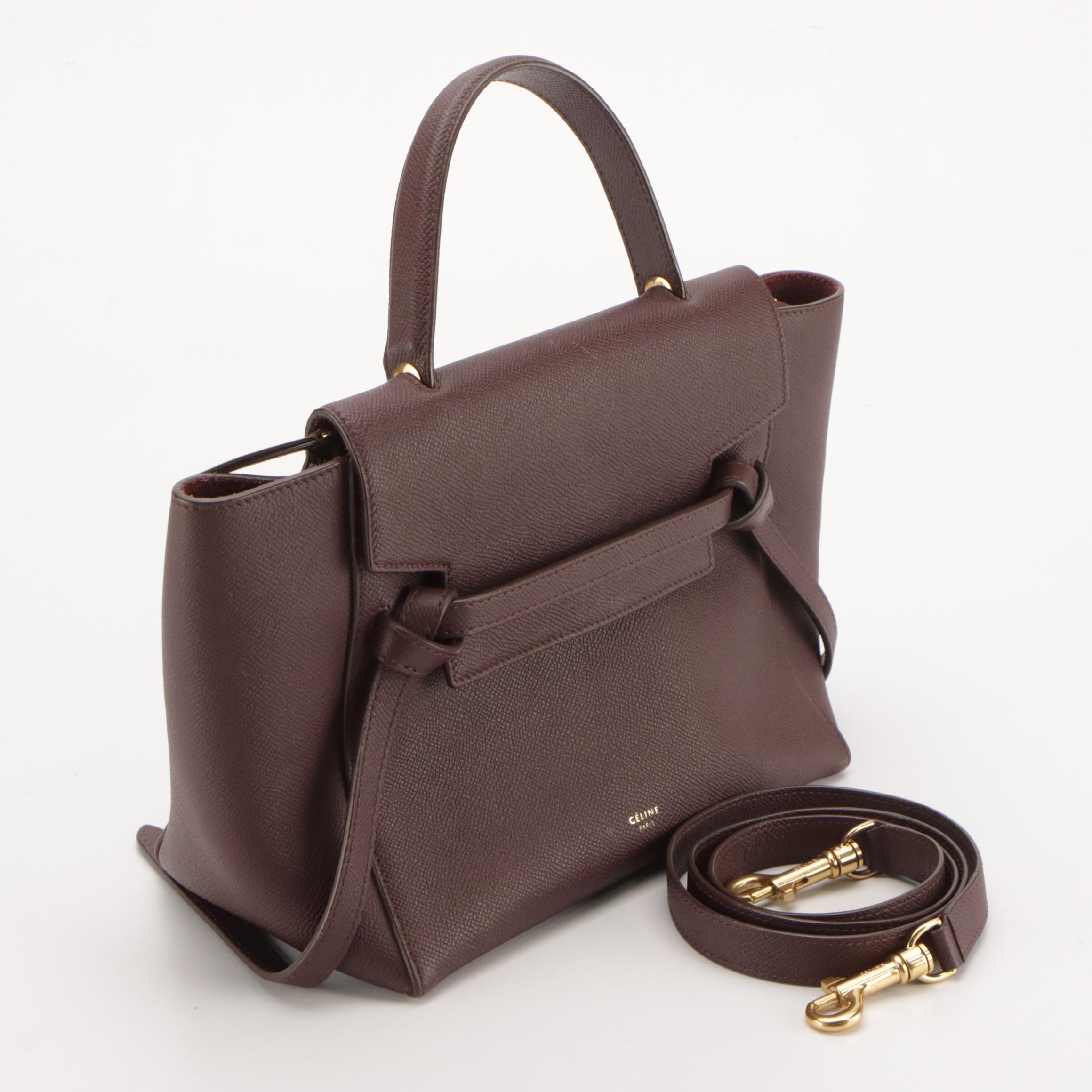 Céline Micro Belt Two-Way Bag in Deep Burgundy Grained Calfskin Leather