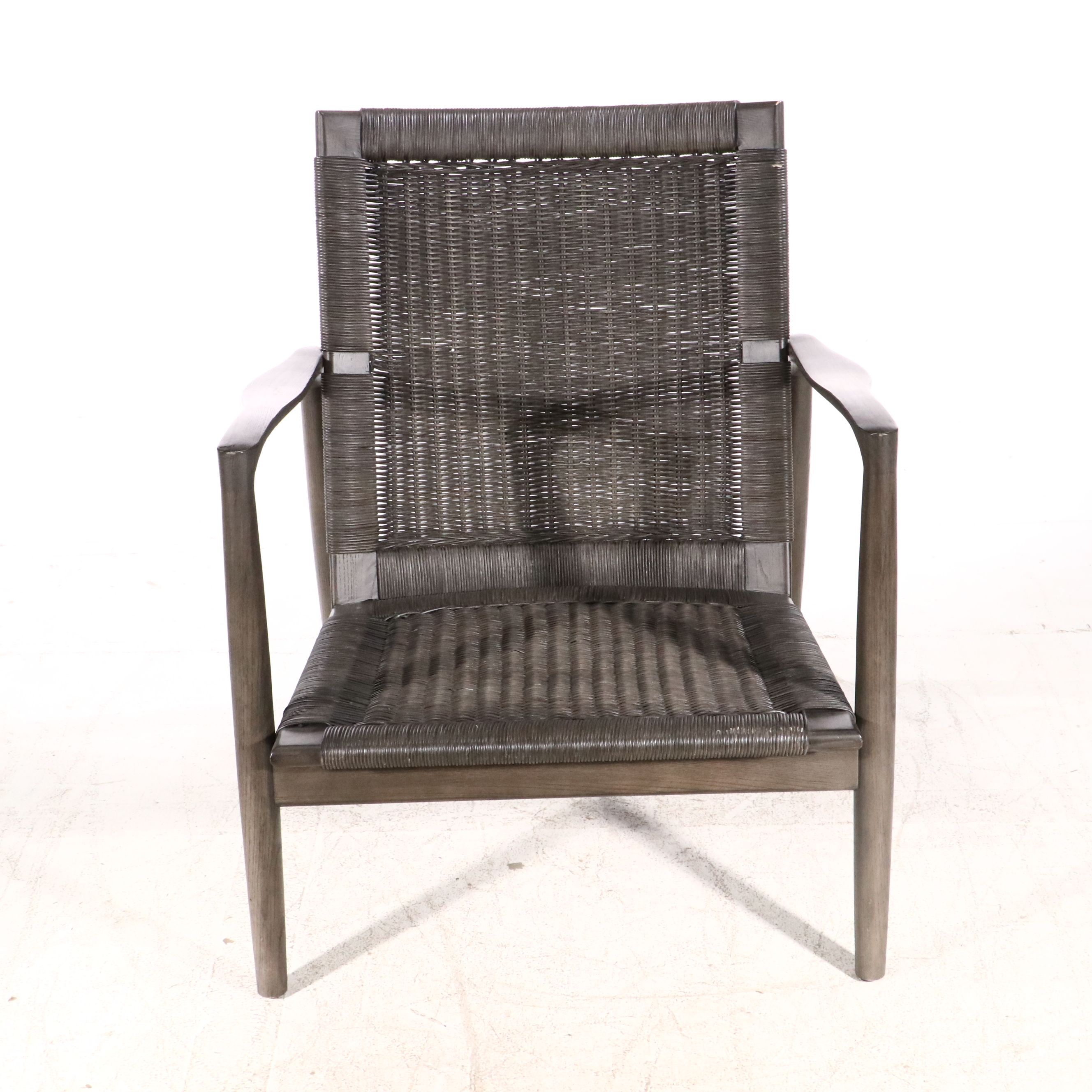 Pair of Contemporary Crate & Barrel Wicker Woven Armchairs