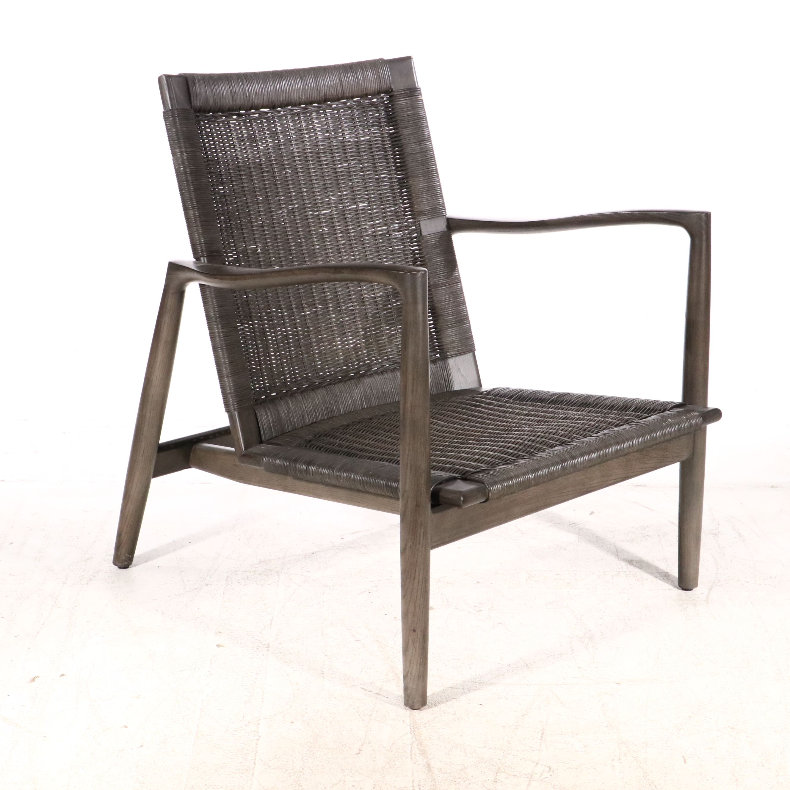 Pair of Contemporary Crate & Barrel Wicker Woven Armchairs