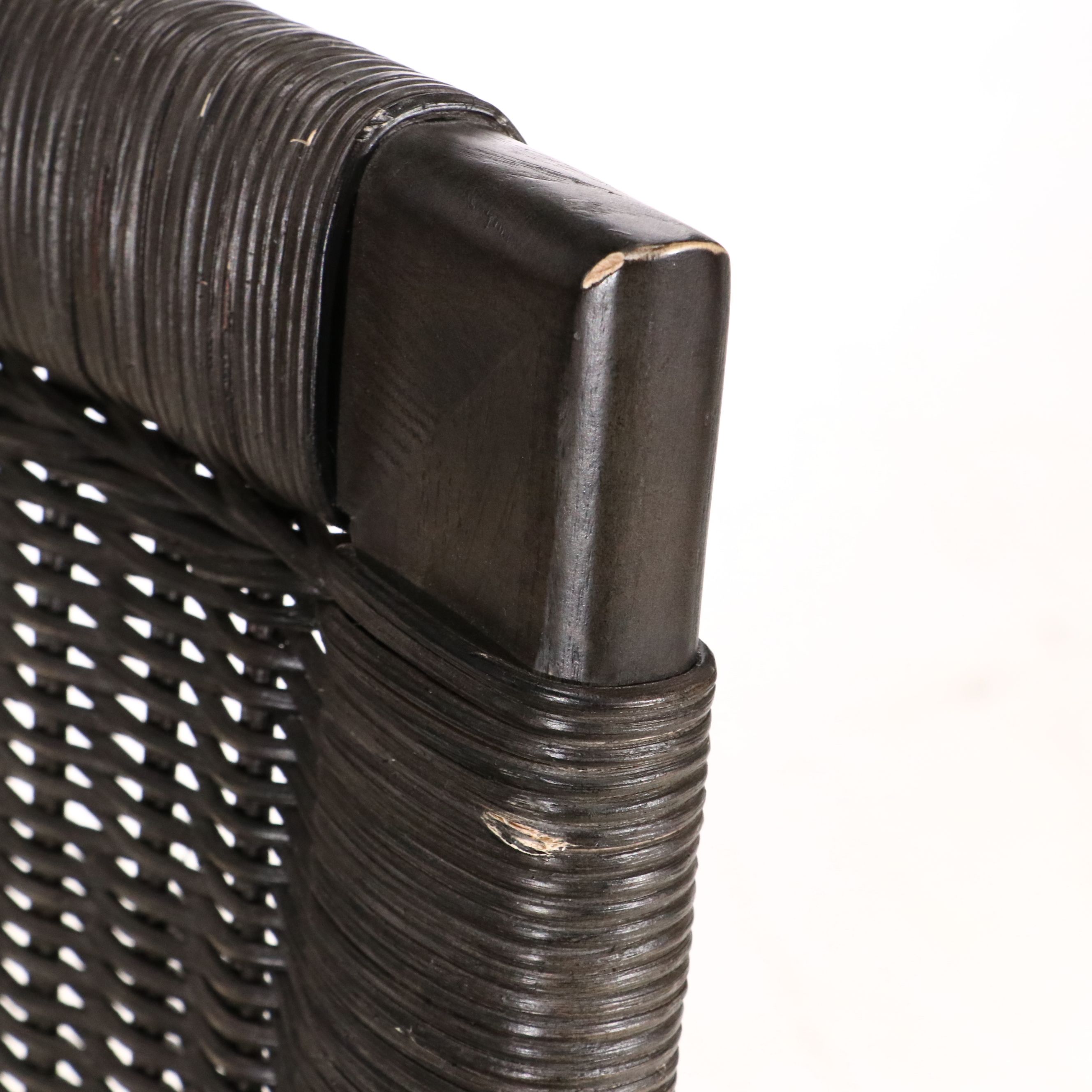 Pair of Contemporary Crate & Barrel Wicker Woven Armchairs