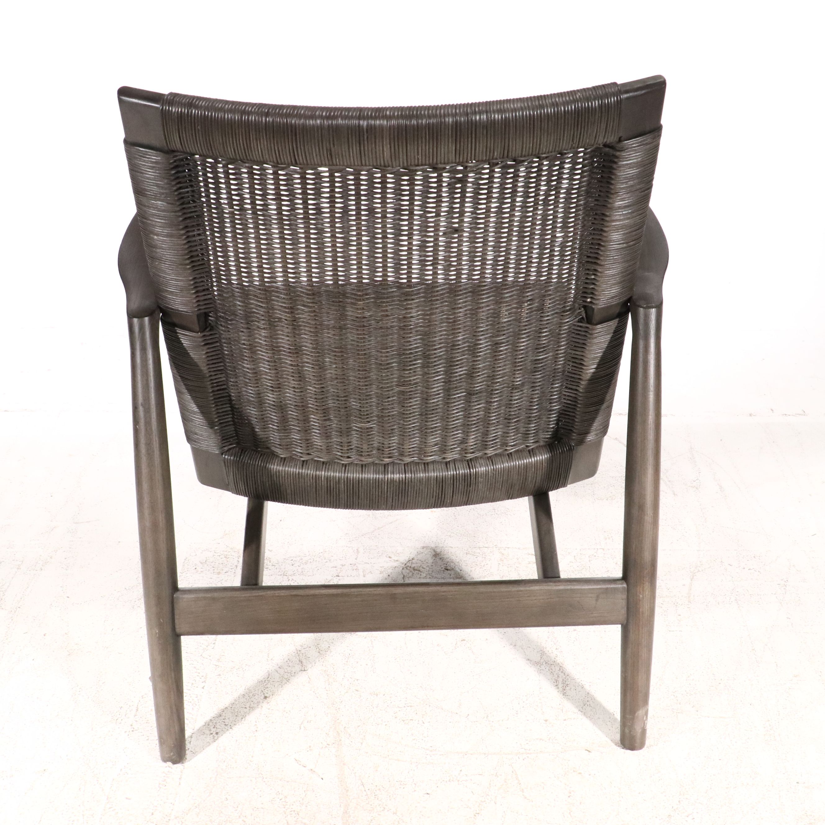 Pair of Contemporary Crate & Barrel Wicker Woven Armchairs