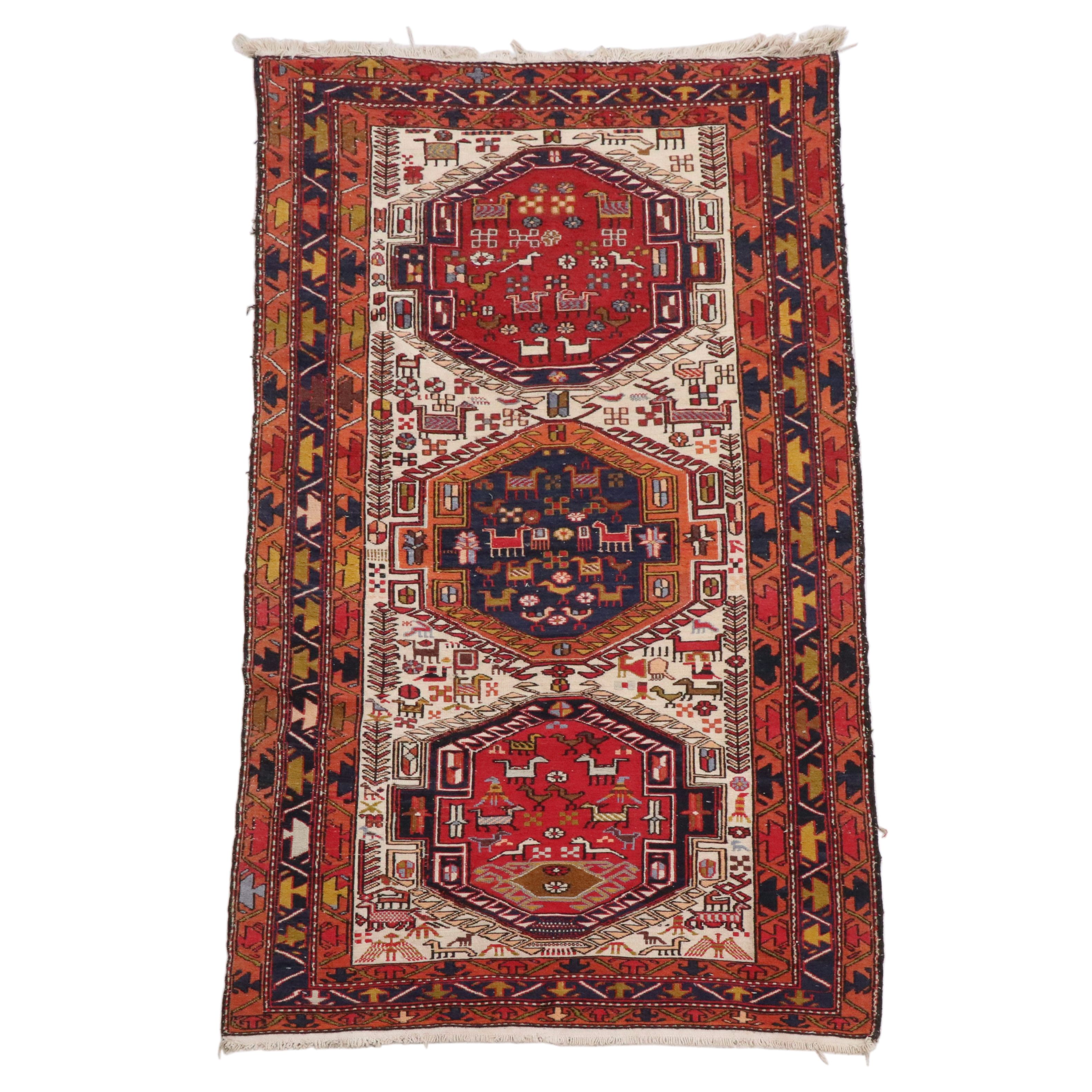 3'9 x 7'5 Handwoven Caucasian Shirvan Soumak Area Rug