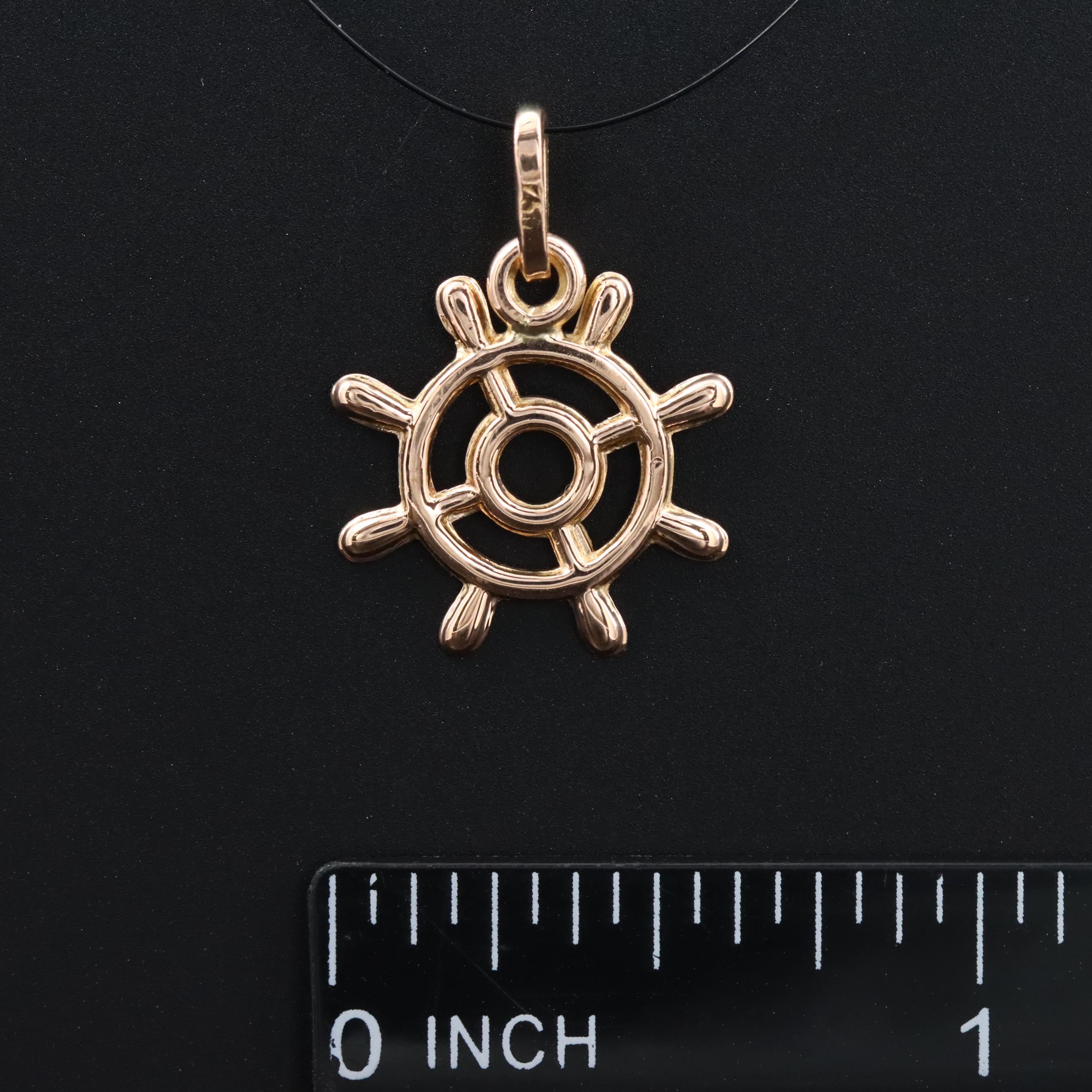 18K Nautical Wheel Pendant
