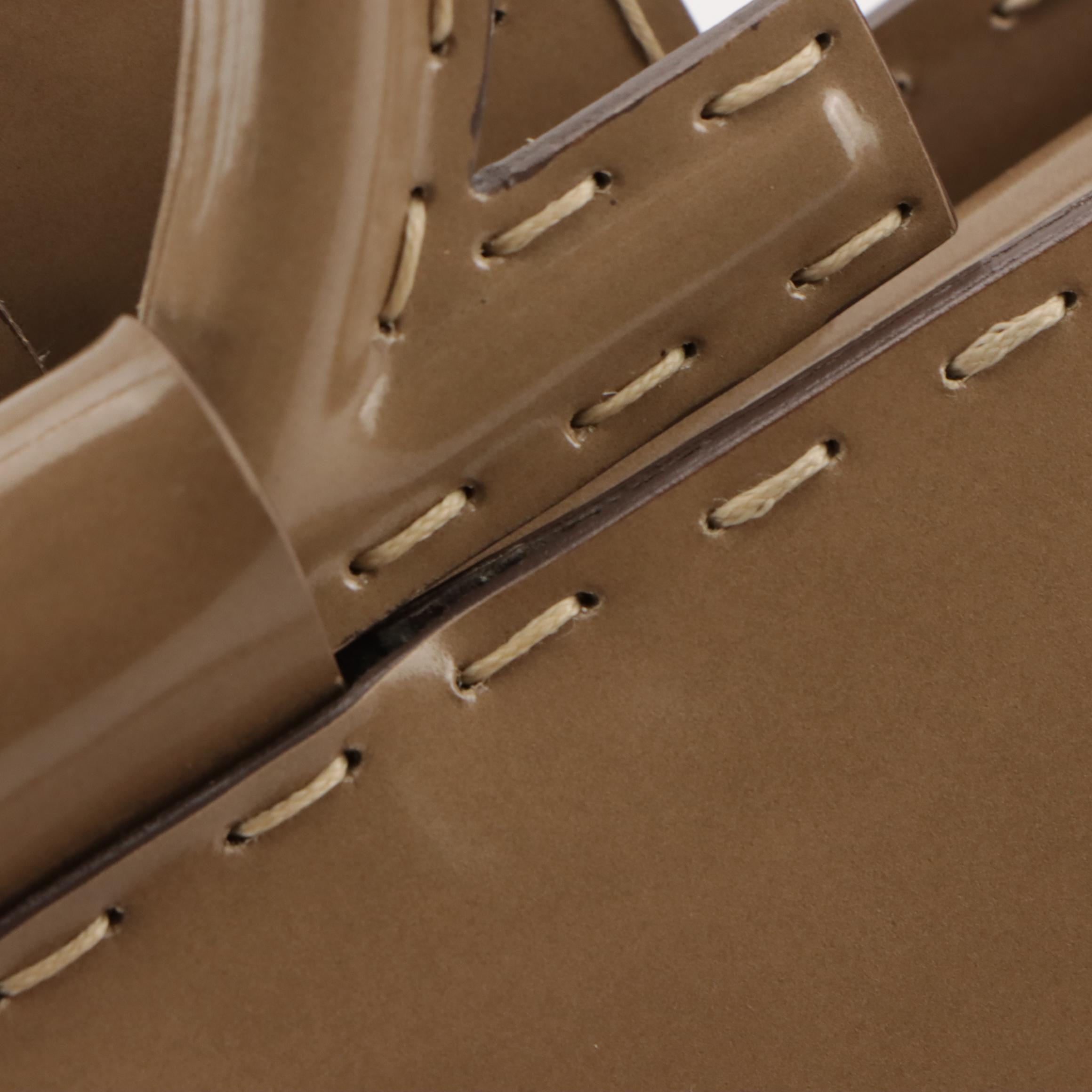 Salvatore Ferragamo Gancini Top Handle Two-Way Bag in Beige Glossy Leather