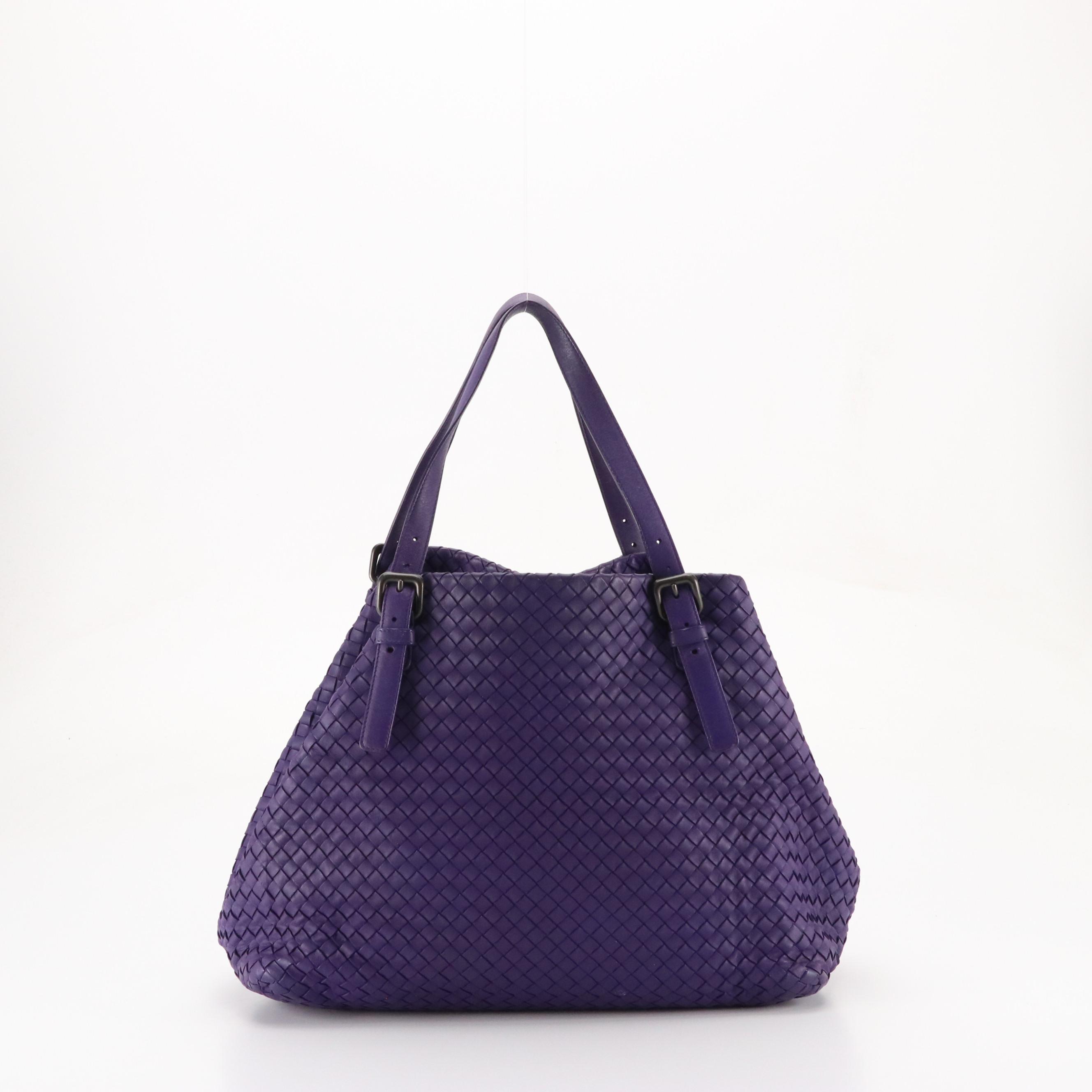 Bottega Veneta Slouchy Shoulder Bag in Deep Violet Intrecciato Nappa Leather