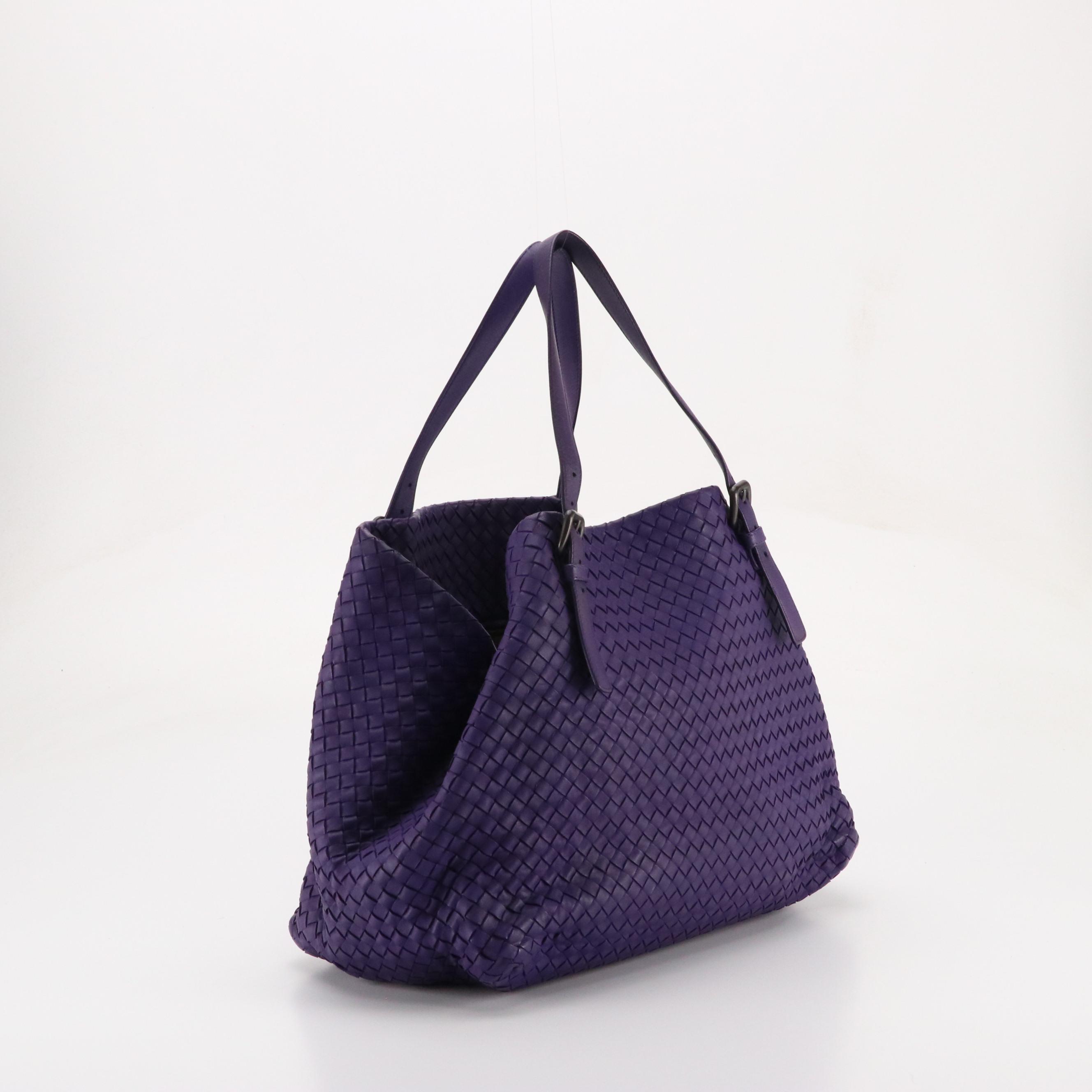 Bottega Veneta Slouchy Shoulder Bag in Deep Violet Intrecciato Nappa Leather