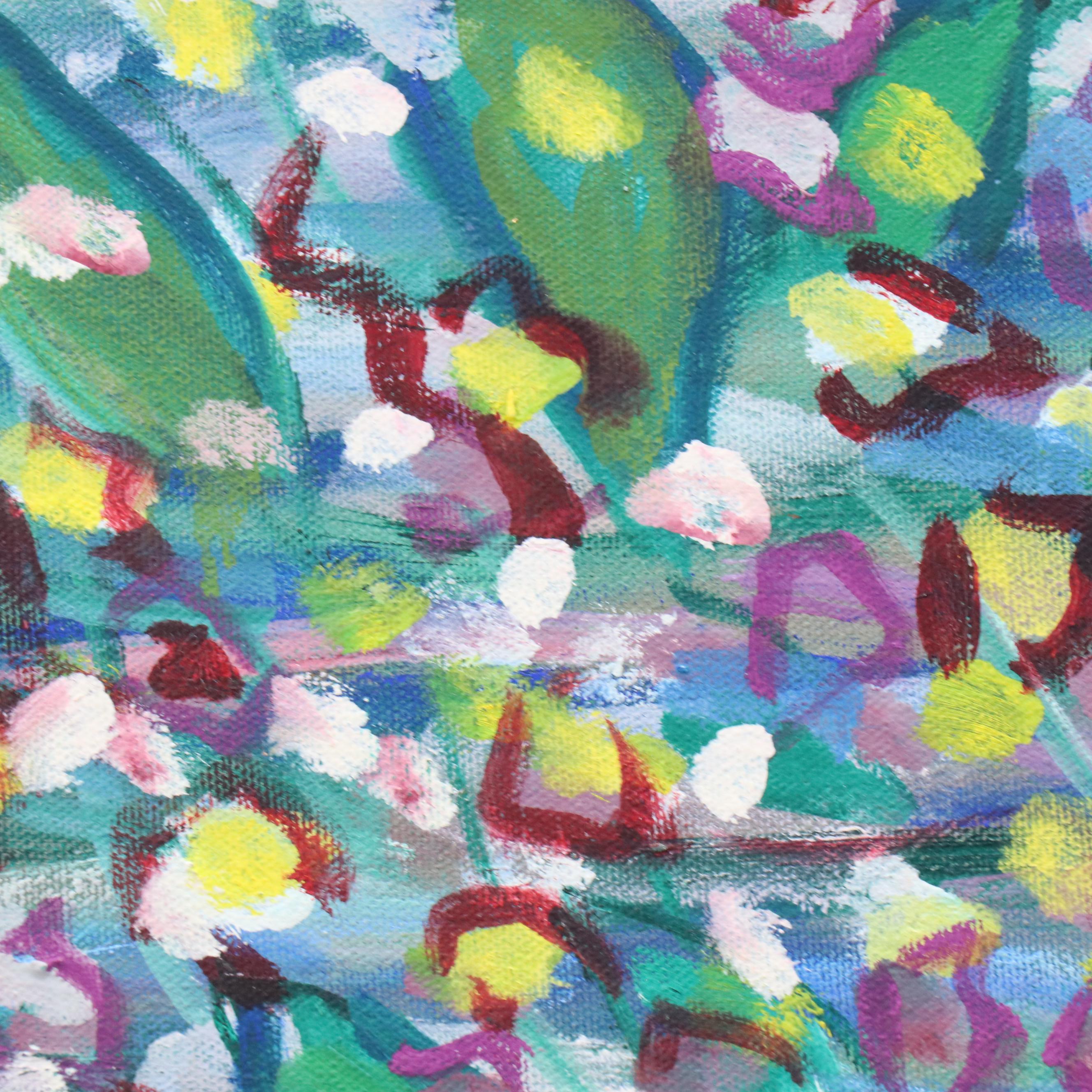 Janice Guttman Impressionistic Style Acrylic Painting of Flowers, 2004